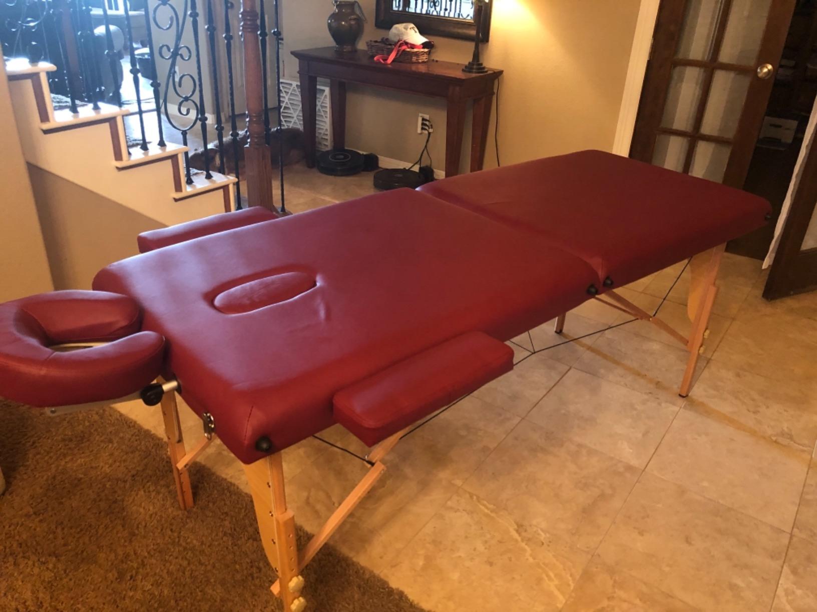 BestMassage Massage Bed Portable Massage Table 28 inch Wide Lash Bed Height Adjustable 3 Folding Spa Table with Towel Hanger Oil Pouch Half Bolster Round Bolster Non-Woven Backpack customer photo 2
