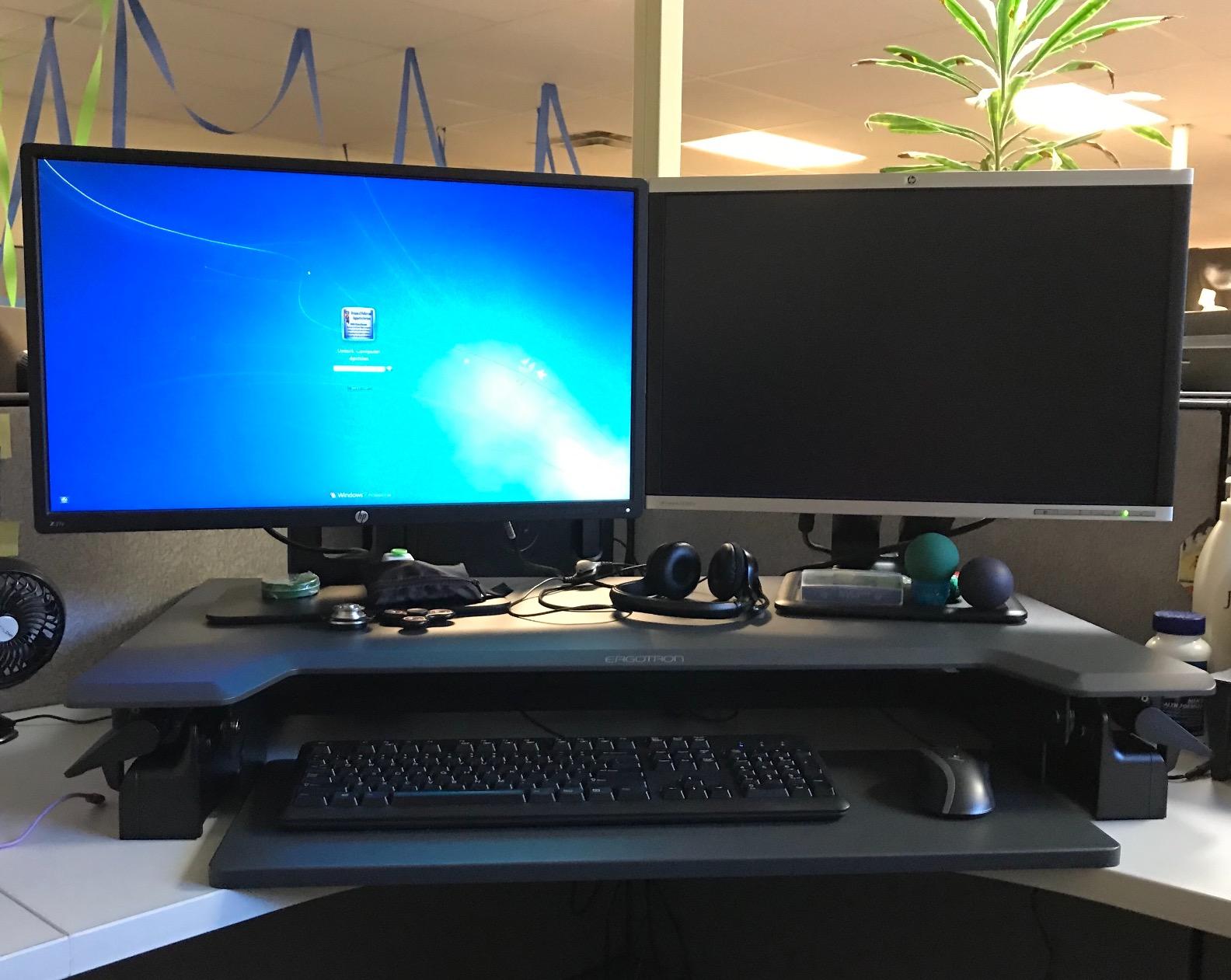 Ergotron - WorkFit-TL Standing Desk Converter, Dual Monitor Sit Stand Desk Riser for Tabletops - 37.5 Inch Width, Black customer photo 1