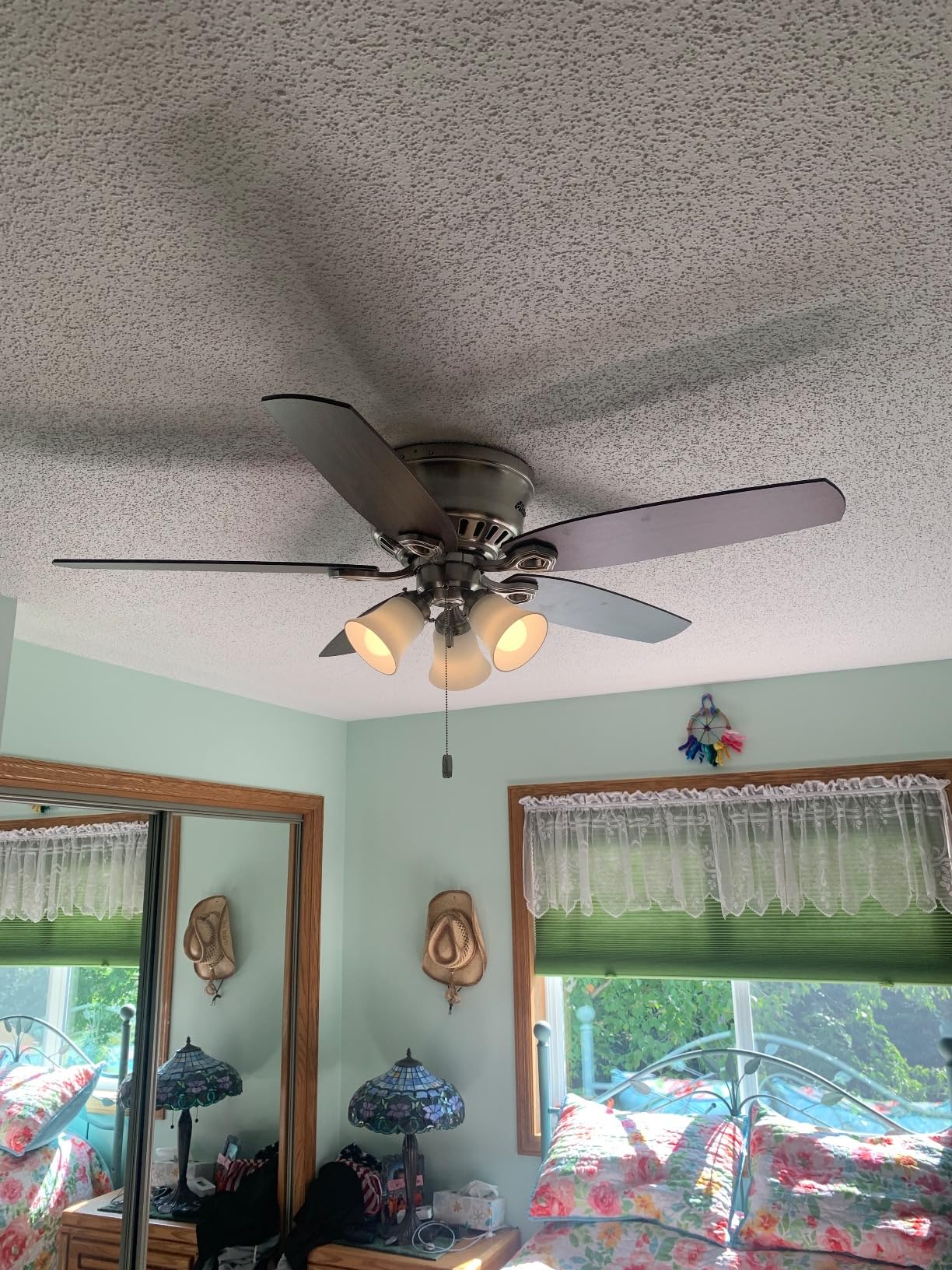 Hunter 42 inch Indoor Ceiling Fan with LED Lights - Bronze Ceiling Fan with Pull Chain, For Bedroom, Living Room, or Kitchen, Low Profile Flush Mount, No Remote, 5 Blades - Builder 51091, New Bronze customer photo 2