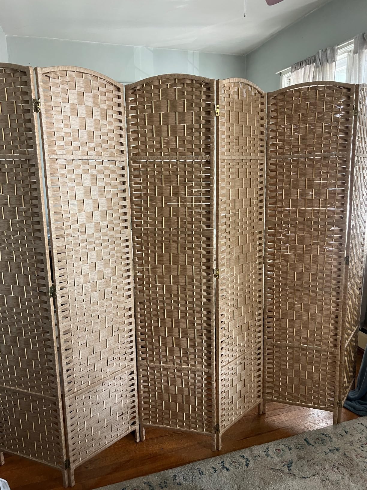 Rose Home Fashion Room Divider, 6 ft Tall Room Dividers and Folding Privacy Screens, 16in Privacy Screen 6 Panel Dark Coffee Space Temporary Wall Foldable Partition Separation customer photo 2