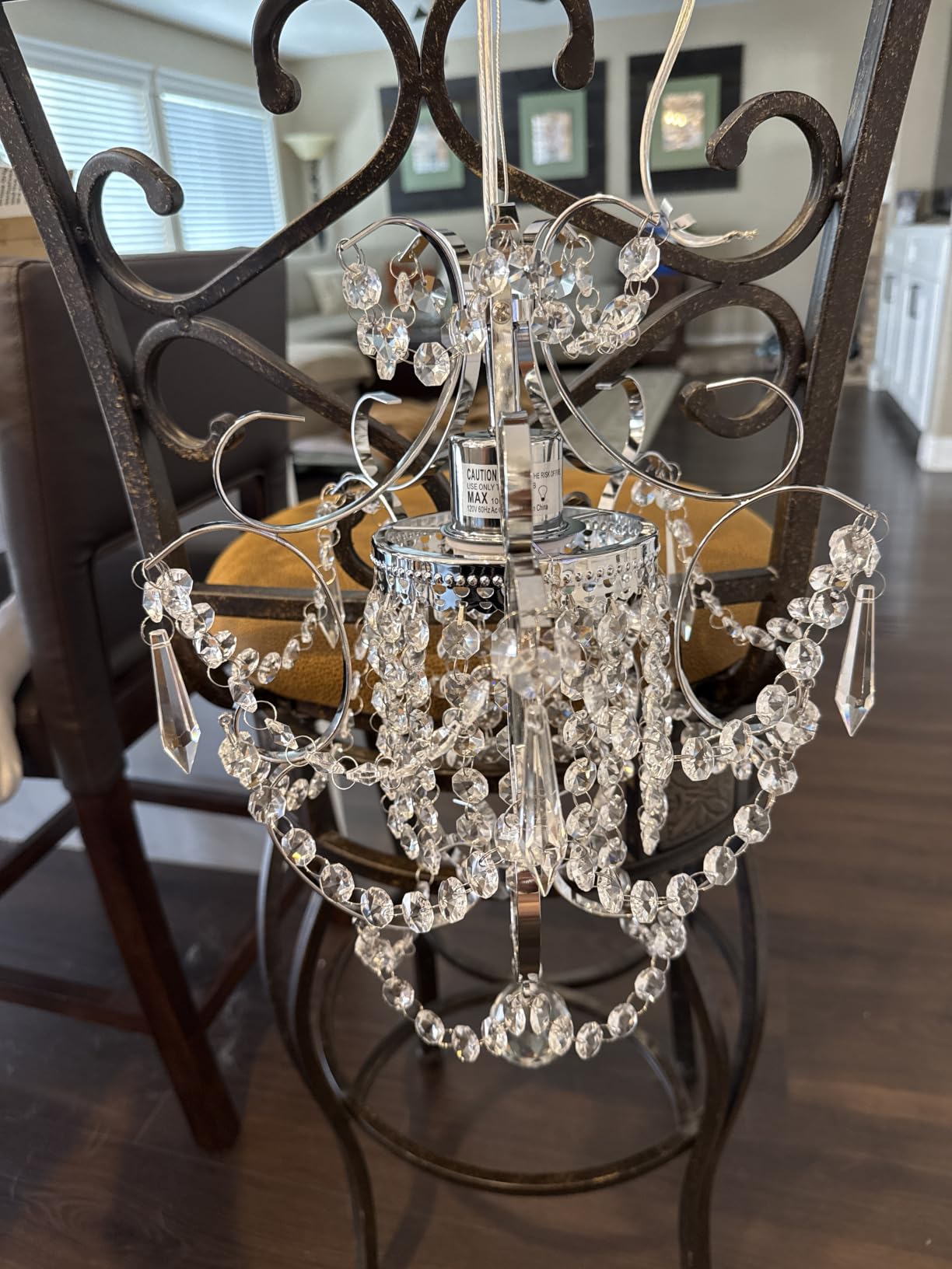 Amorette Mini Chandelier Chrome Crystal Chandeliers, 1 Light Modern Elegant Glam Ceiling Light Fixture Chrome, Adjustable Hanging Lighting for Closet, Bedroom, Girls Room, Kitchen Island customer photo 1
