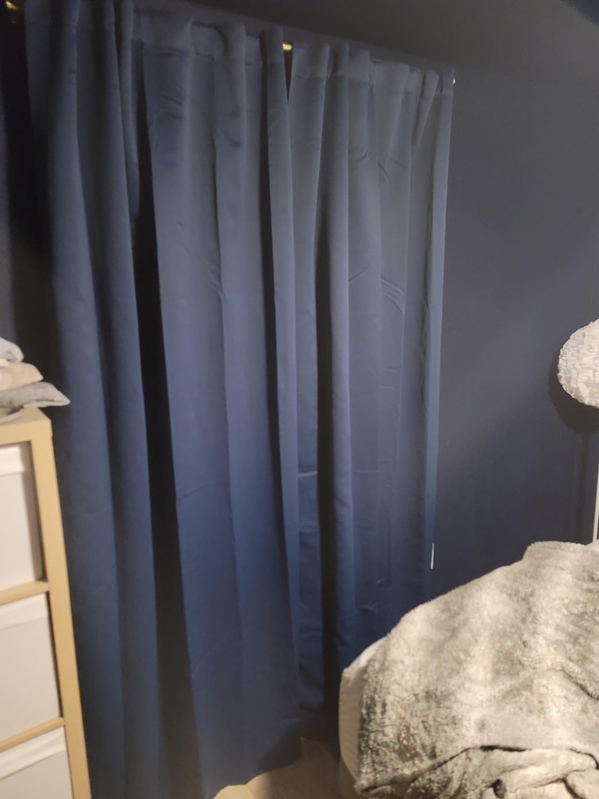 Deconovo Solid Back Tab and Rod Pocket Curtains Blackout Curtains Thermal Insulated Drapes Room Darkening Curtains for Living Room 52Wx84L Inch Navy Blue 2 Panels customer photo 1