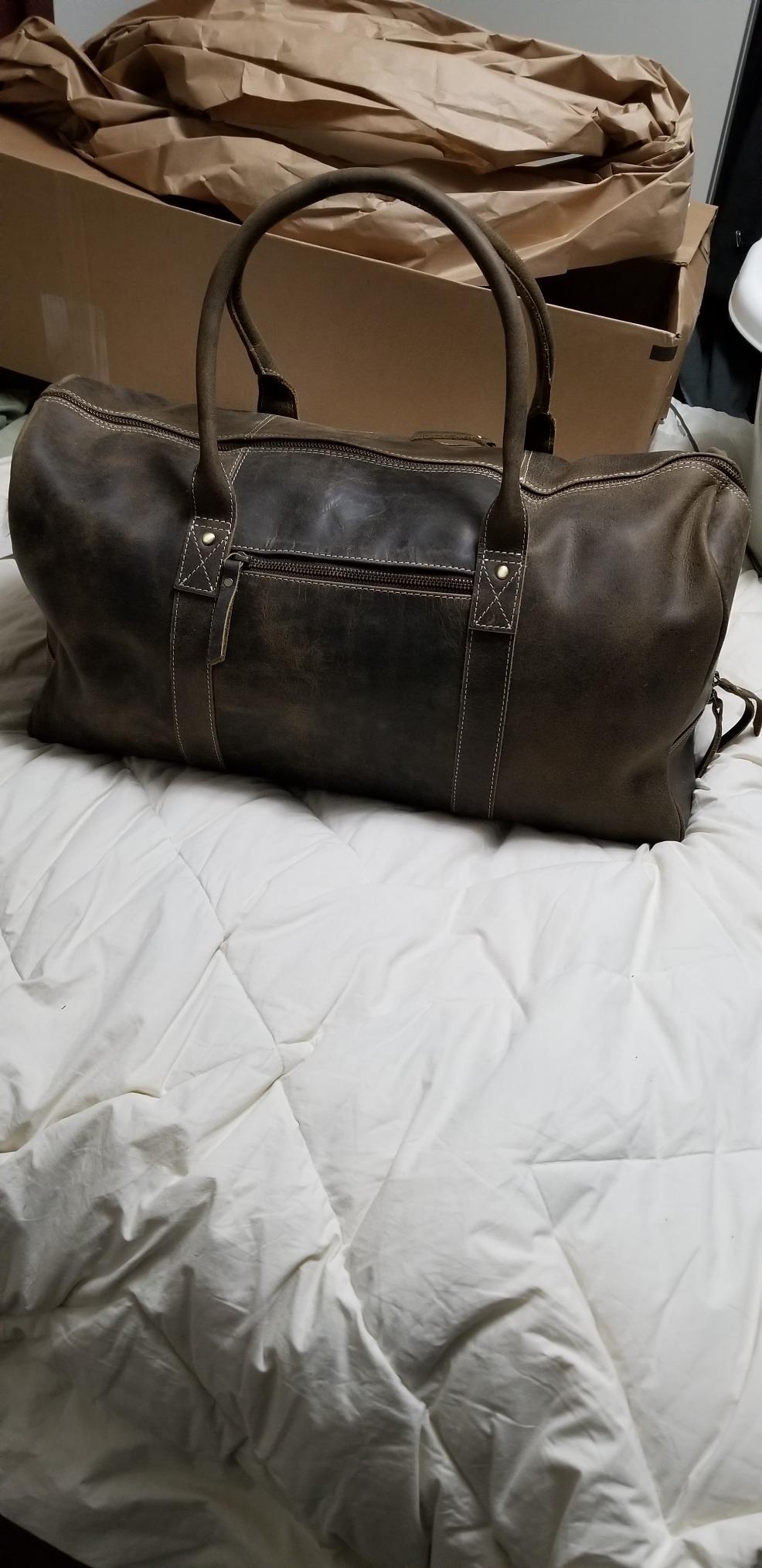 Leather Travel Duffle Bags for Men and Women, Cabin Friendly Weekend Bag customer photo 2
