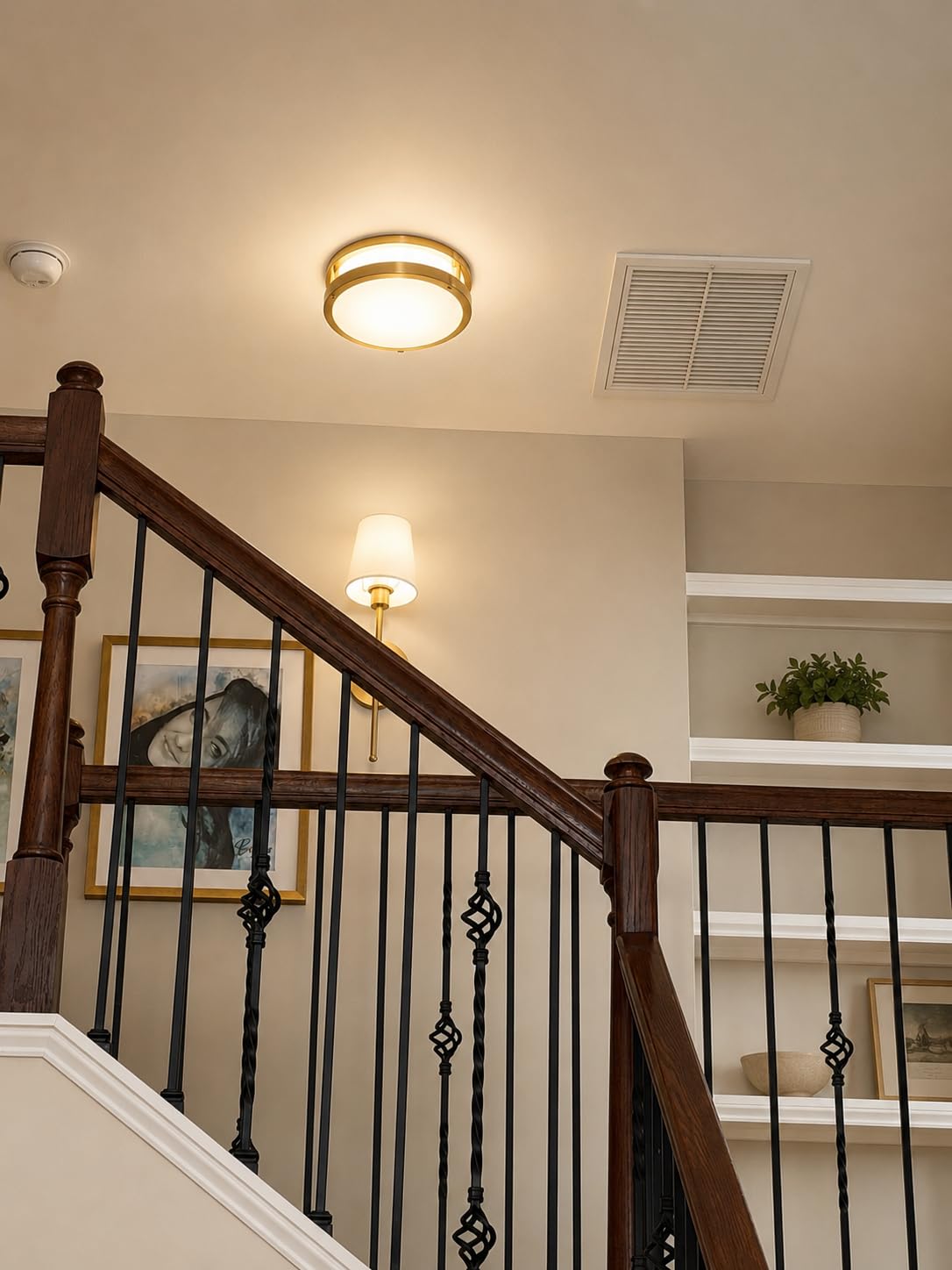 13 inch Flush Mount LED Ceiling Light Fixture, 2700K/3000K/3500K/4000K/5000K Adjustable Ceiling Lights, Brushed Nickel Saturn Dimmable Lighting for Hallway Bathroom Kitchen or Stairwell, ETL Listed customer photo 1