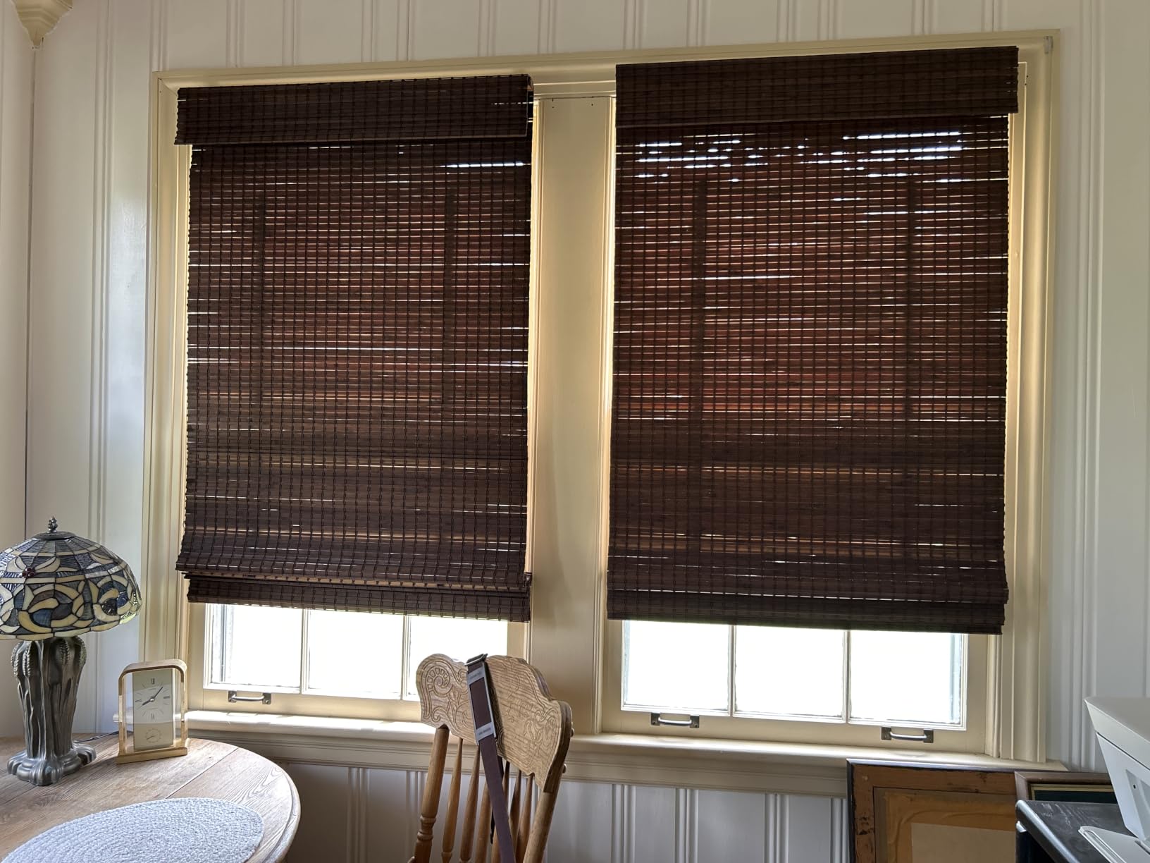 Radiance Cordless Bamboo Blinds - Flatstick Bamboo Roman Shades for Interior Windows - Roll Up Woven Shades with Valance - Inside & Outside Mount Roman Window Shades - Driftwood - 31