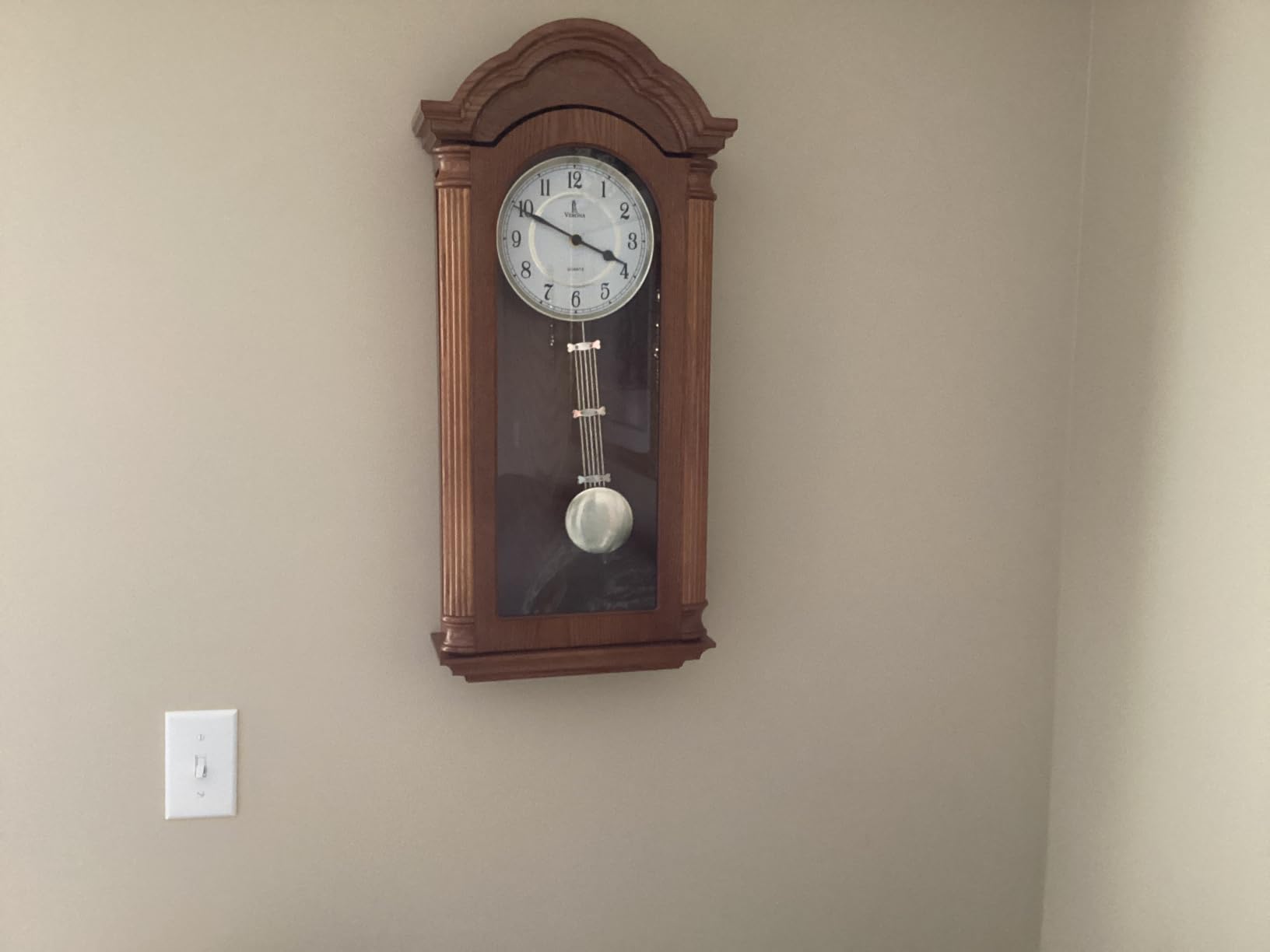 Grandfather Wall Clock with Pendulum, Large Hanging Wooden Clock, Quiet, Solid Wood Clock 26 x 12 Inch, Non-Chiming Battery Operated customer photo 1