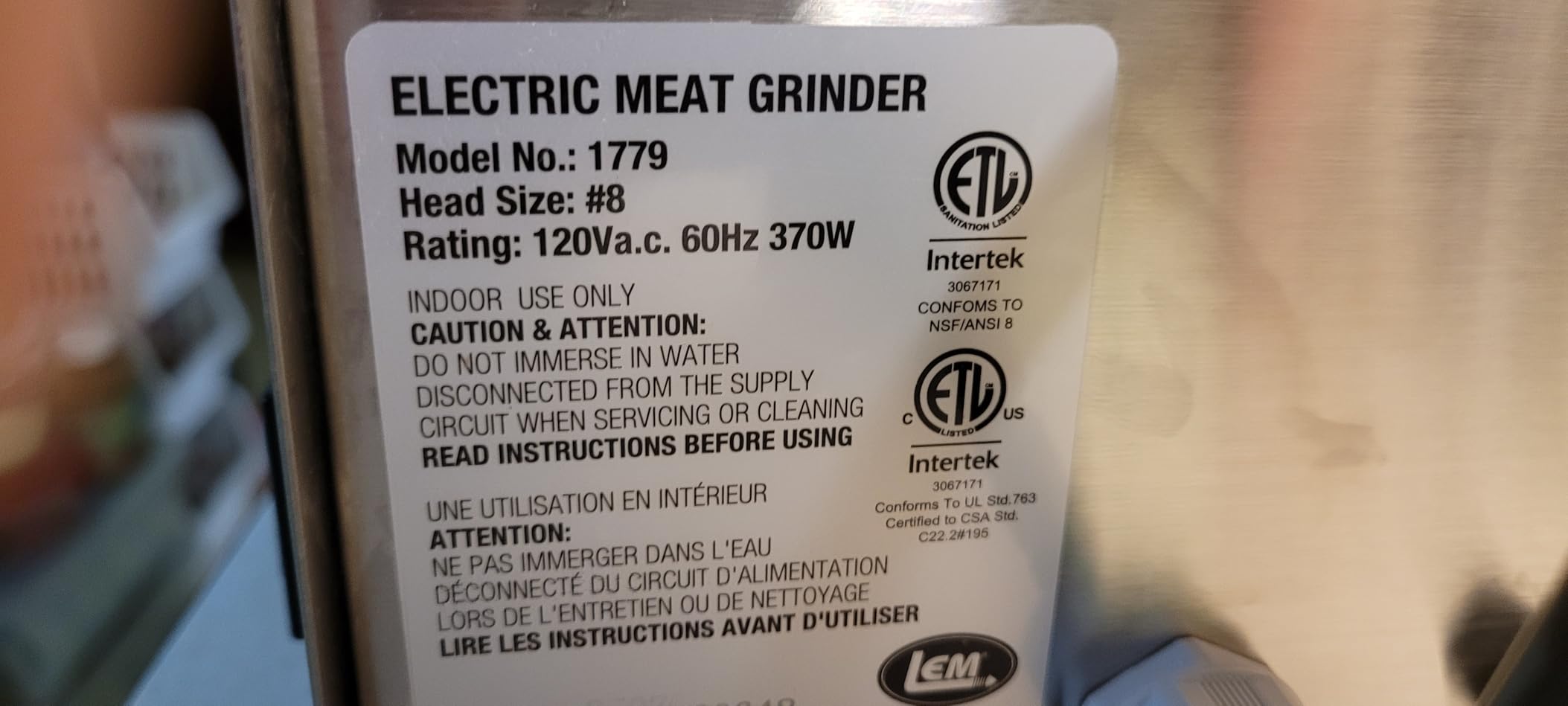 LEM Products BigBite #32 Meat Grinder, 1.5 HP Commercial-Quality Stainless Steel Electric Meat Grinder for Professional and Home Use customer photo 2