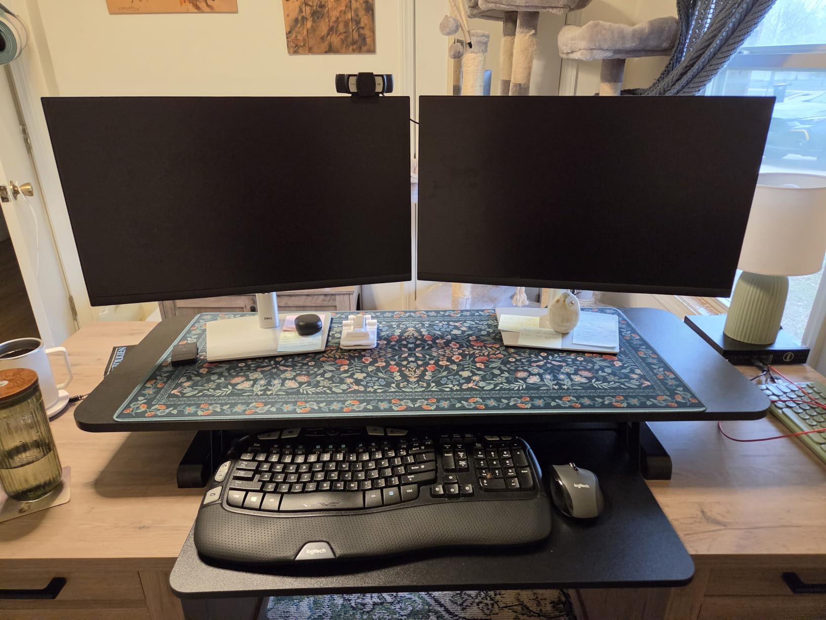 TechOrbits Standing Desk Converter - 32-inch Height Adjustable, MDF Wood, Sit Riser - Black, 32