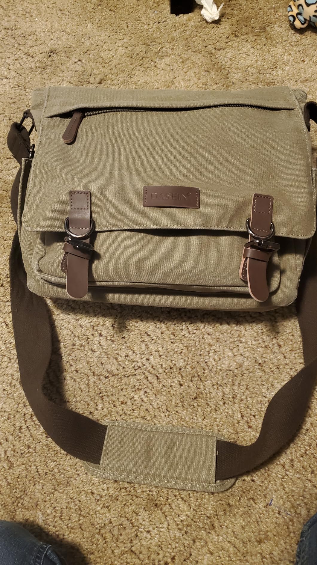 Large Vintage Canvas Messenger Shoulder Bag Travel Crossbody Purse Briefcase Business Bag for 15inch Laptop customer photo 1