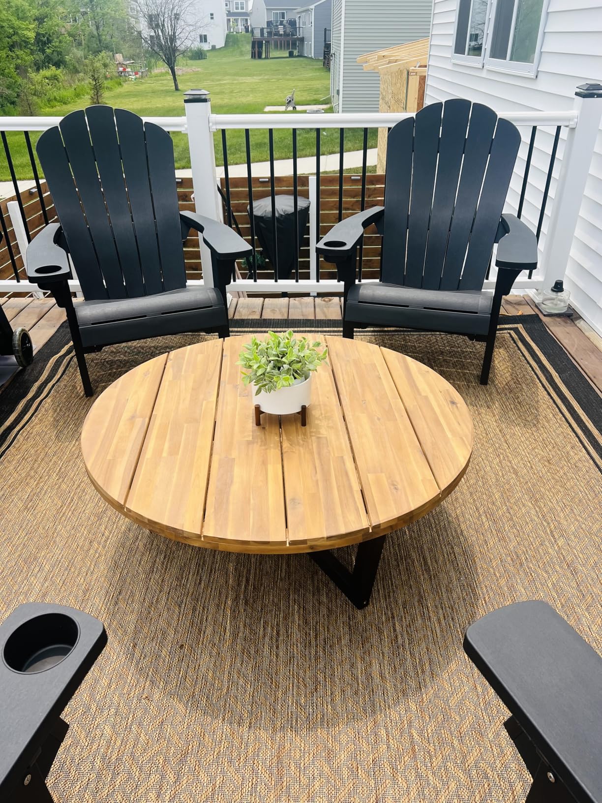 Gertmenian Indoor Outdoor Classic Flatweave Area Rug, Stain & UV Resistant Carpet, Deck, Patio, Poolside & Mudroom, 8x10 Ft Large, Border, Black Tan, 21515 customer photo 1