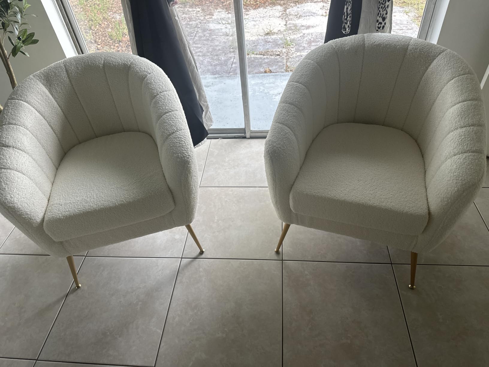 Yaheetech Barrel Accent Chair, Modern Cozy Vanity Chair, Gray | Velvet Fabric Armchair with Gold Metal Legs, Reading Chair with Removable Seat Cushion for Living Room Bedroom Small Space customer photo 2