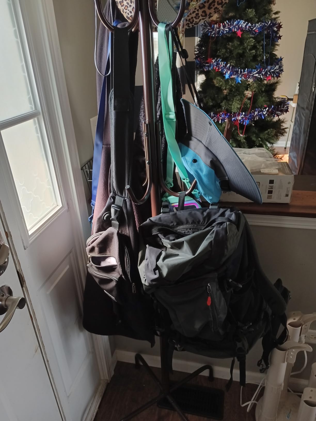 Simple Houseware Standing Coat and Hat Hanger Organizer Rack, 12 Hooks, Bronze customer photo 1
