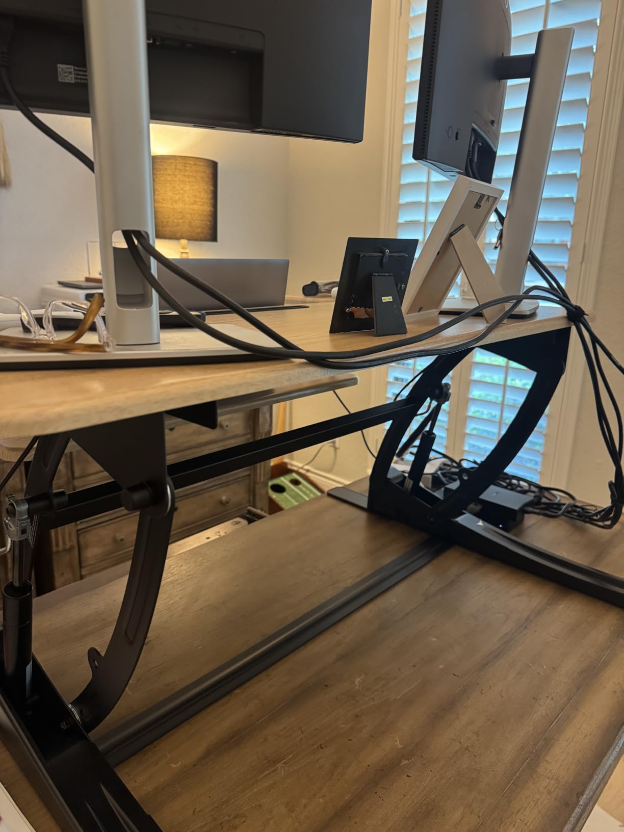 VIVO Black 42 inch Standing Desk Converter, DESK-V000VL | Large, Height Adjustable, Stand Up Desk Riser, Wide Keyboard Tray, Standing Dual Monitor and Laptop Workstation, V Series customer photo 1