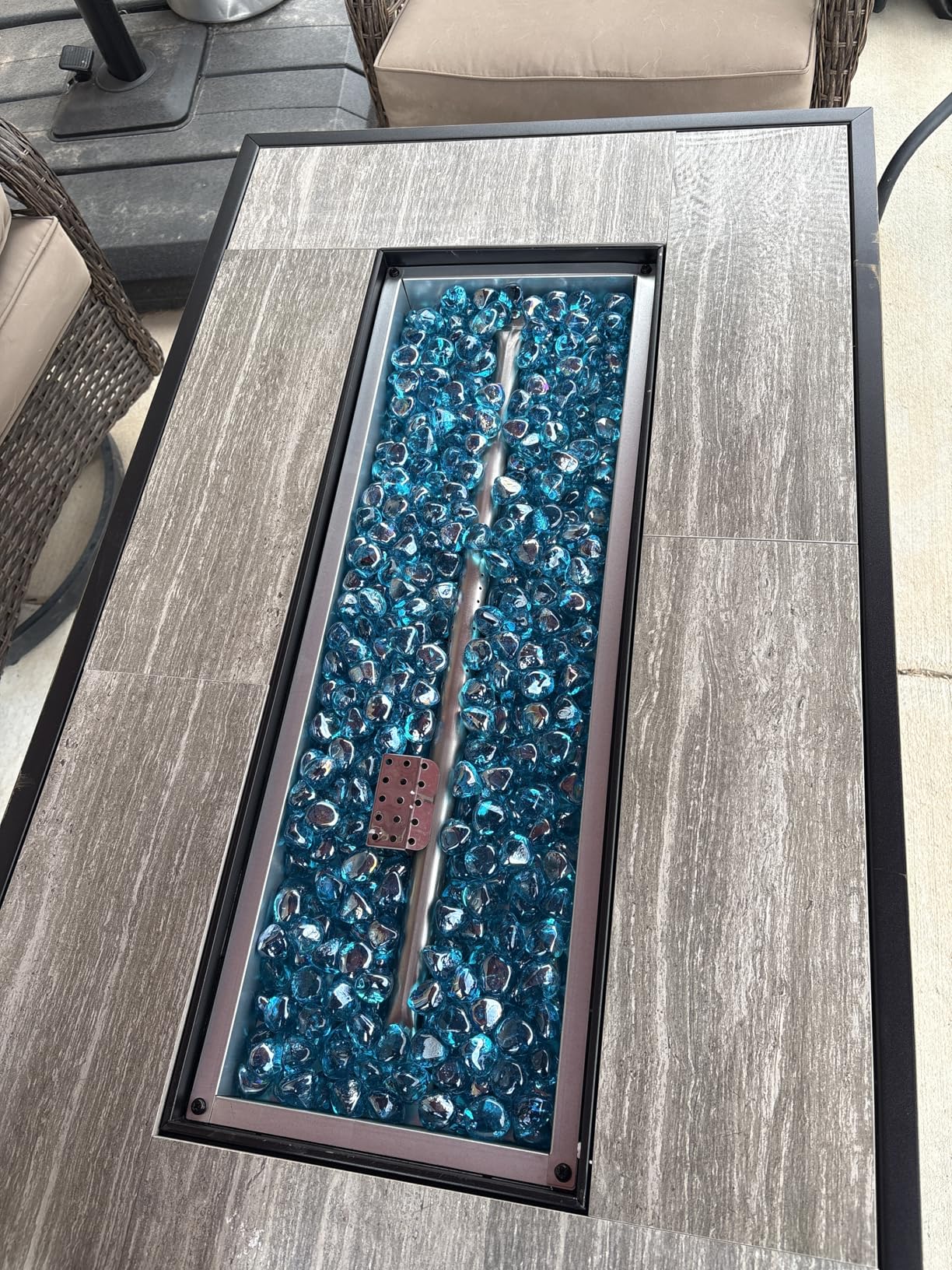 42 inch Propane Fire Pit Patio Outdoor Fire Pit Table Large Rectangular customer photo 2