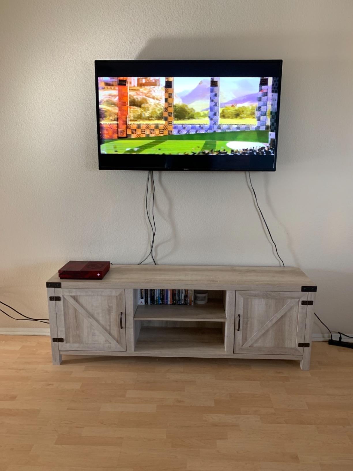 Walker Edison Georgetown Modern Farmhouse Double Barn Door TV Stand for TVs up to 80 Inches, 70 Inch, Rustic Oak customer photo 1