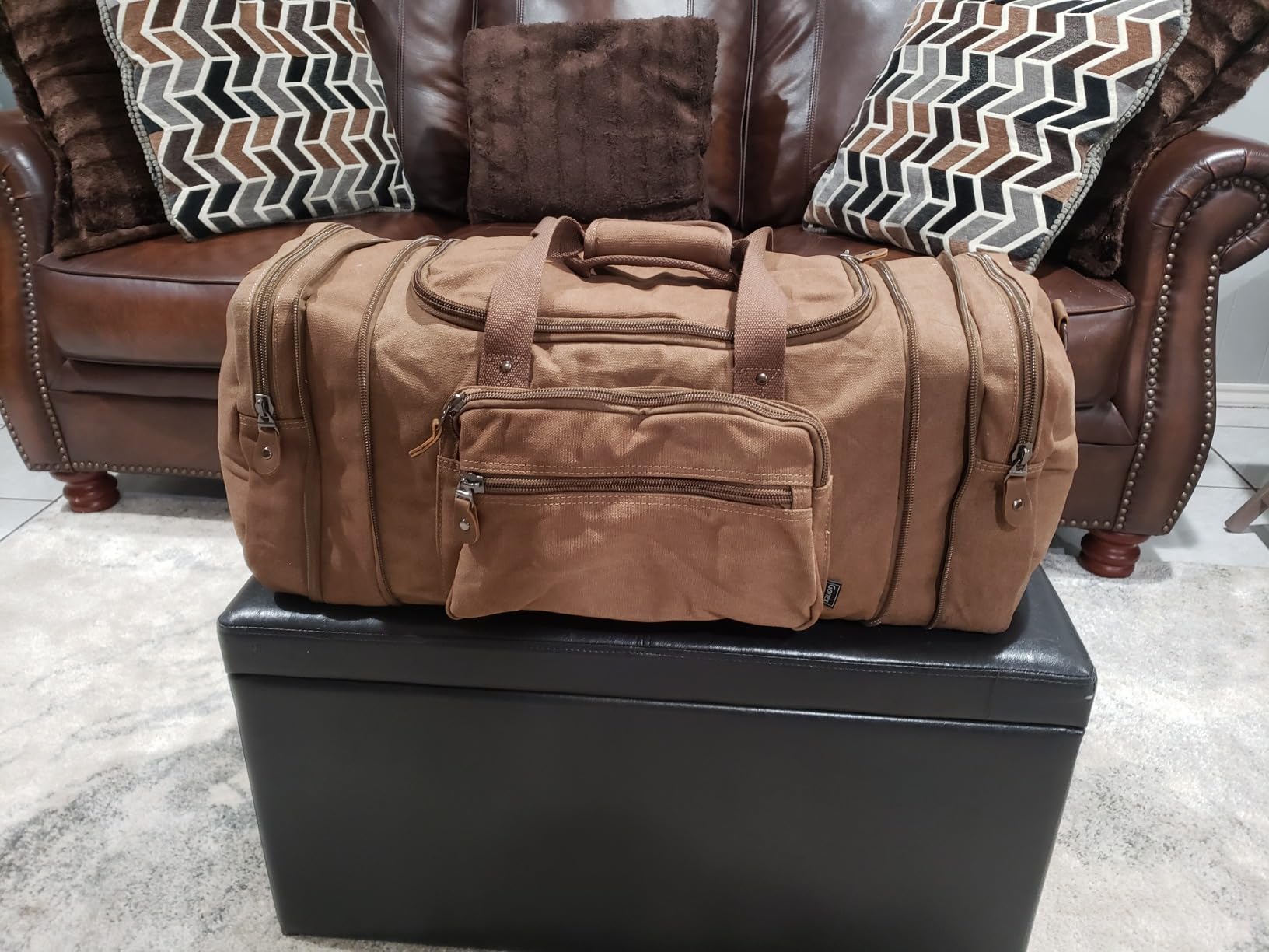 Canvas Duffle Bag, Expandable 60L Travel Overnight Weekender Bag customer photo 2