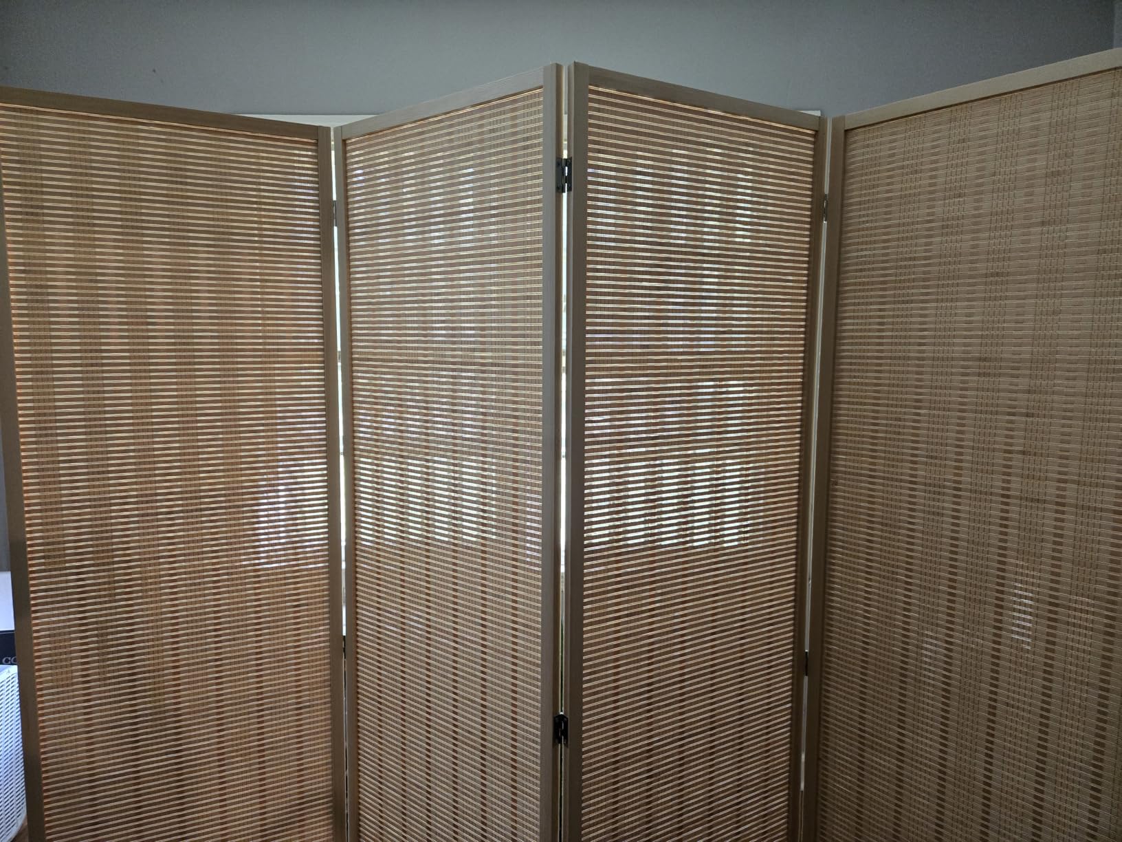 JOSTYLE Room Divider 4 Panel Folding Privacy Screen, Bamboo Room Divider Screen - 6 ft. Tall Wall Divider for Room Separation Freestanding Partition Separators, Beige, 70.9