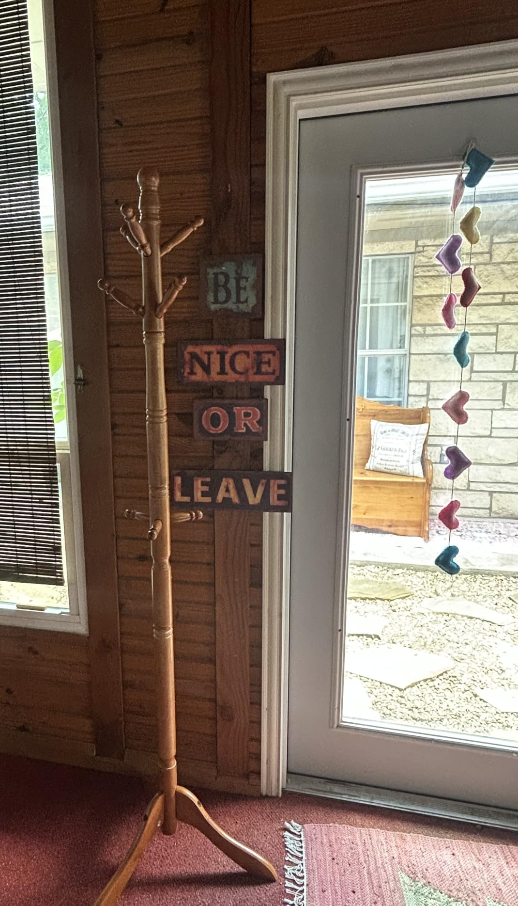 VASAGLE Solid Wood Coat Rack and Stand, Free Standing Hall Coat Tree with 10 Hooks for Hats, Bags, Purses, for Entryway, Hallway, Rubberwood, Caramel Brown customer photo 2
