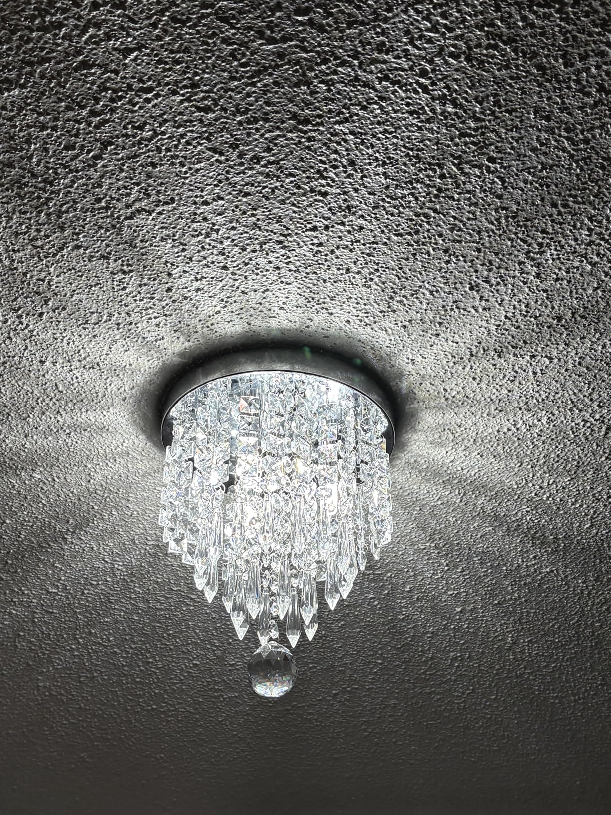 Mini Chandelier Flush Mount Crystal Ceiling Light 3 Lights Modern Chrome Crystal Light Fixtures for Bedroom, Hallway, Closet, Girls Room, Kitchen customer photo 1