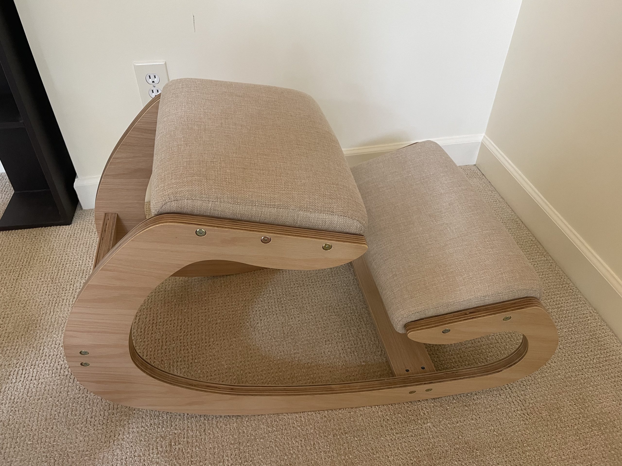Predawn Adjustable Ergonomic Kneeling Chair, Custom Height Rocking Posture Stool with Thick Cushions, Solid Wood Frame, White Oak customer photo 1