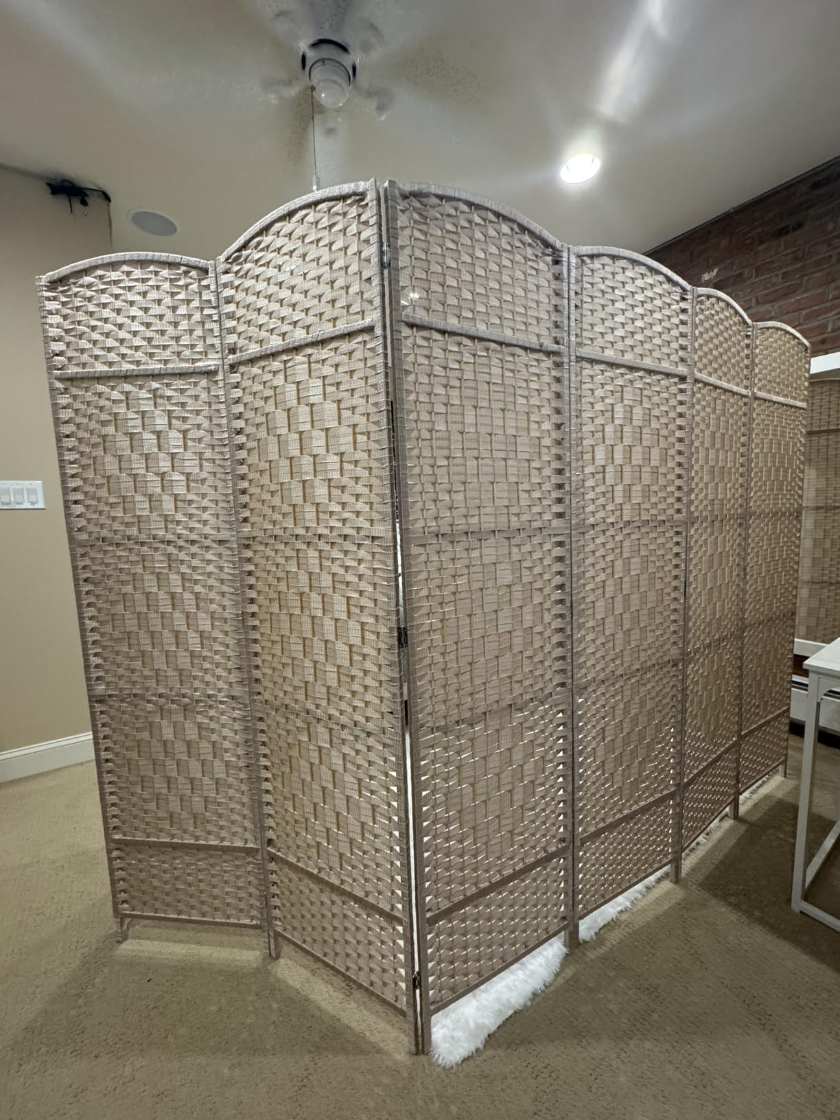 6 Panel Room Divider,6Ft Folding Privacy Screen,Tall - Extra Wide Foldable Panel Partition Wall Divider with Diamond Double-Weaved Hand-Woven Design Room Screen Divider customer photo 2