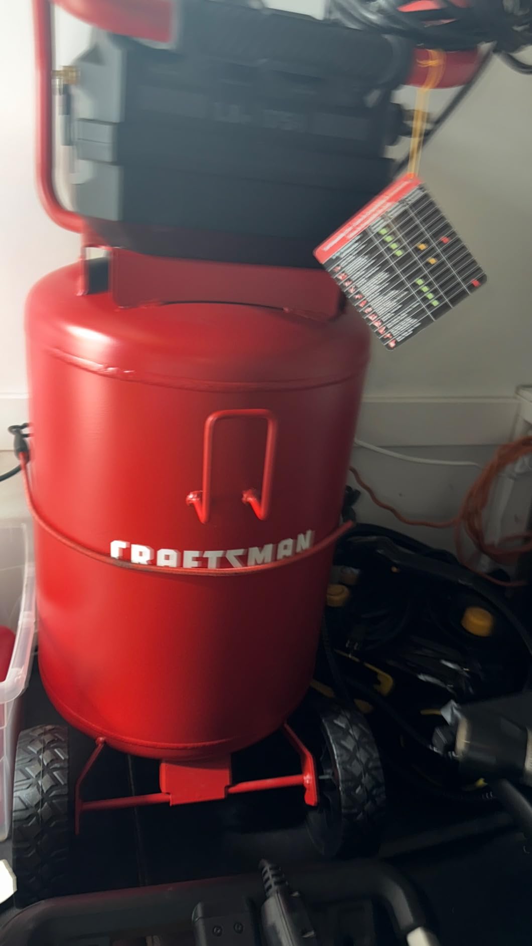 Craftsman Air Compressor, 20 Gallon Oil-Free 1.8 HP Max 175 PSI Pressure Two Quick Couplers Big Capacity, Red- CMXECXA0232043 customer photo 2