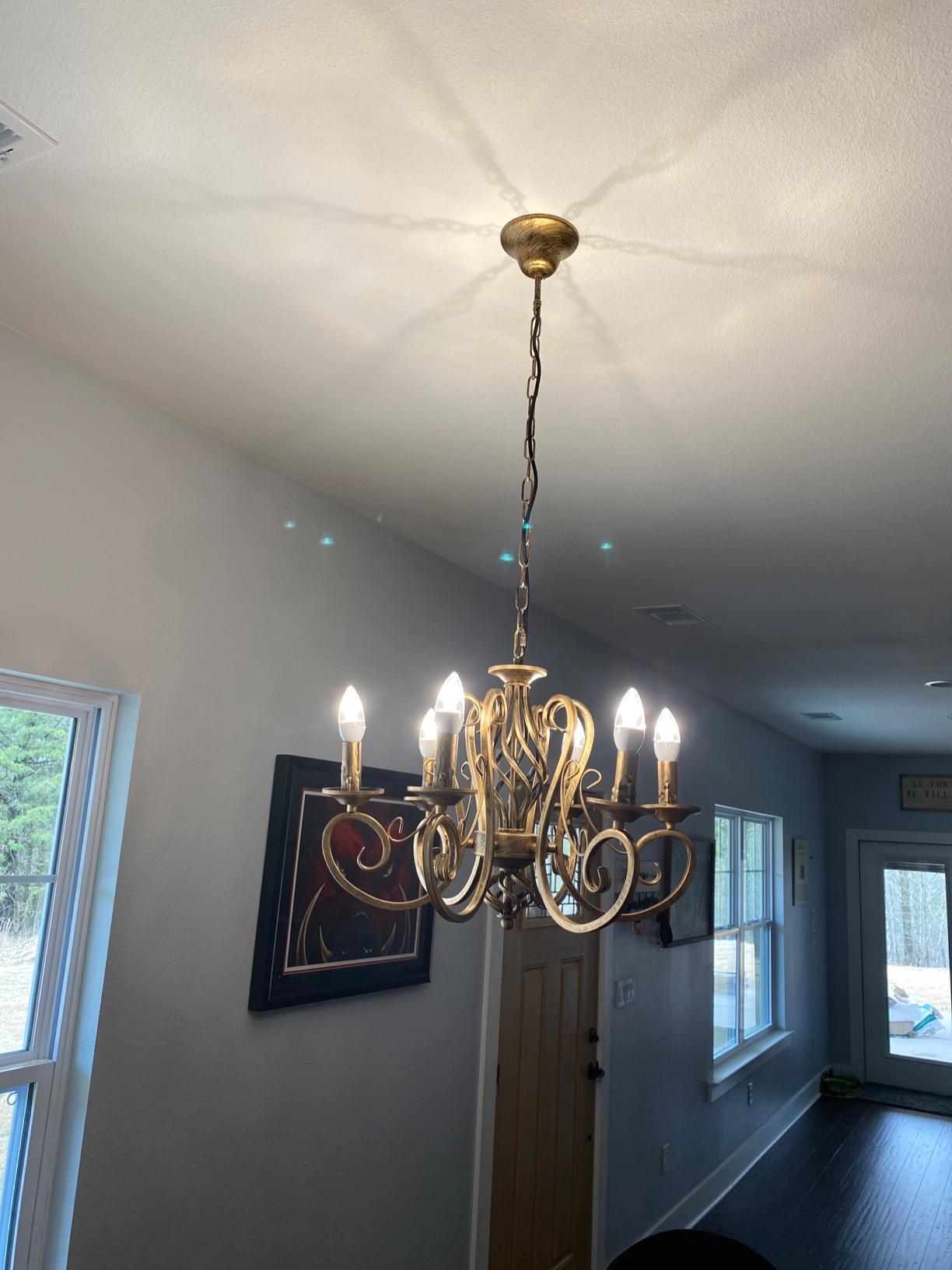 French Country Chandeliers, 6 Lights Candle Wrought Iron Chandelier, Rustic Farmhouse Pendant Light Fixture Hanging Lighting for Kitchen Island, Dining Room, Living Room, Foyer customer photo 1
