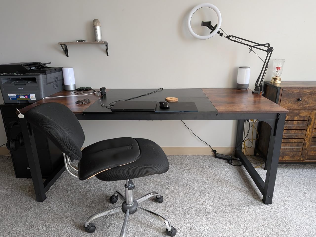 Tribesigns Modern Simple Computer Desk, 47 inch Vintage Office Desk Computer Table, Study Writing Study Desk Workstation for Home Office, Rustic Brown customer photo 1