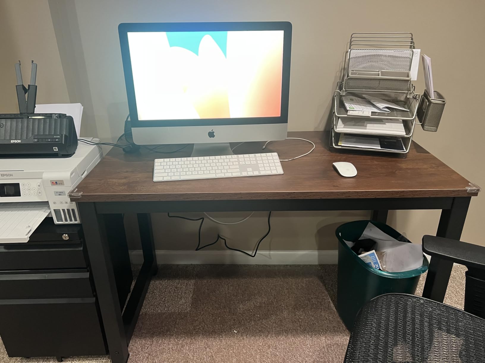 Tribesigns Modern Simple Computer Desk, 47 inch Vintage Office Desk Computer Table, Study Writing Study Desk Workstation for Home Office, Rustic Brown customer photo 2