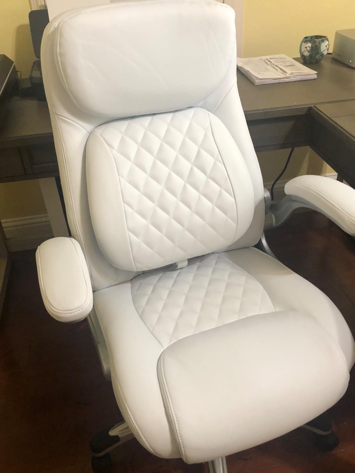 Nouhaus +Posture Ergonomic PU Leather Office Chair. Click5 Lumbar Support with FlipAdjust Armrests. Modern Executive Chair and Computer Desk Chair (Black) customer photo 1