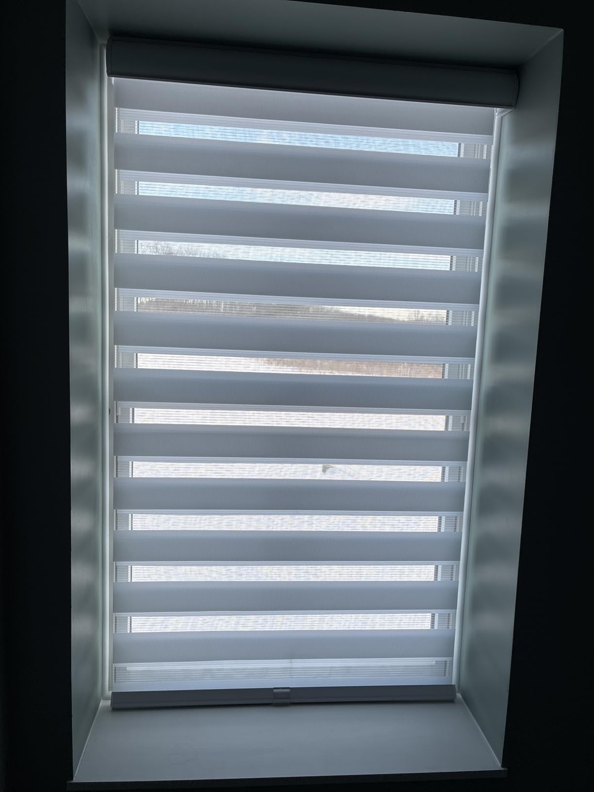 CHICOLOGY Zebra Blinds Cordless, Light Filtering, White Shade, 58W x 72H | Dual Layer Zebra Shade, Light Filtering for Windows, Cordless Child Safe, Inside Outside Mount, Bedroom Living Room customer photo 2