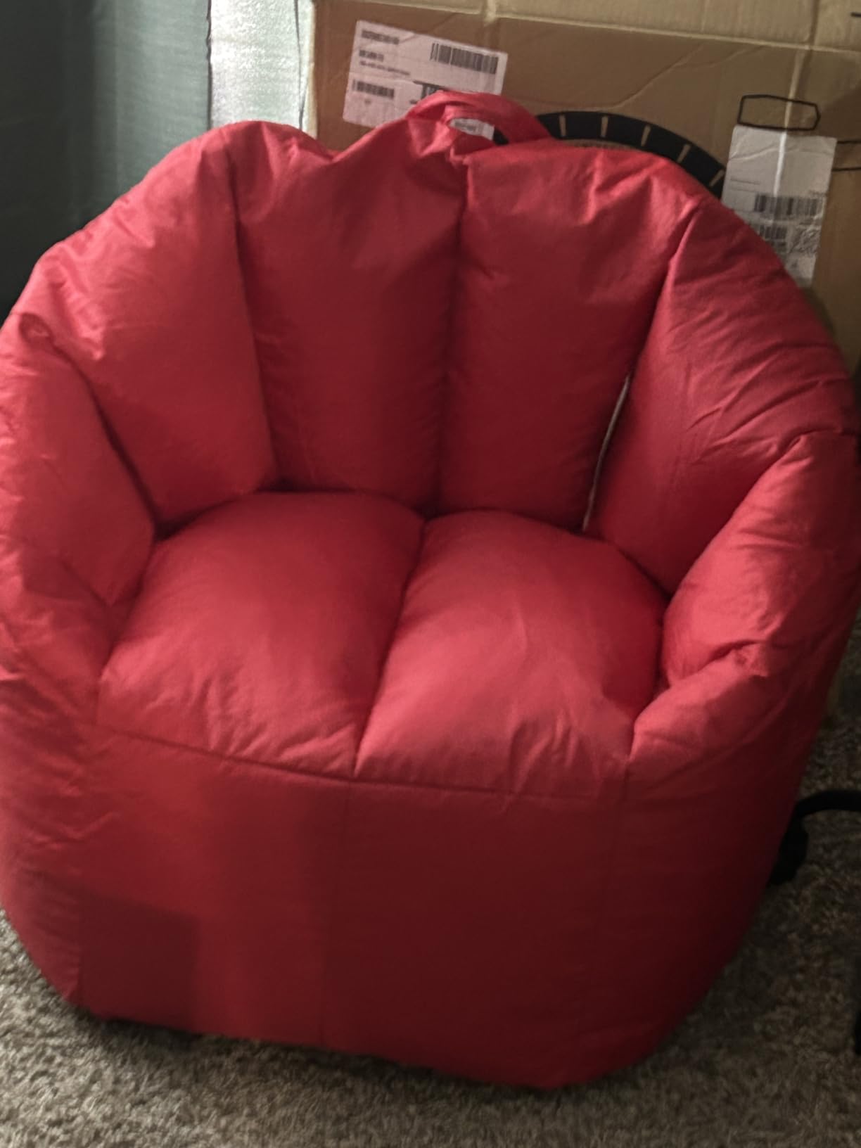 Big Joe Milano Beanbag Chair Red Smartmax | Polystyrene Bean Filled, Refillable, Nylon Polyester, Adult-Sized Comfortable Seating, Supports Up to 250 lbs customer photo 1