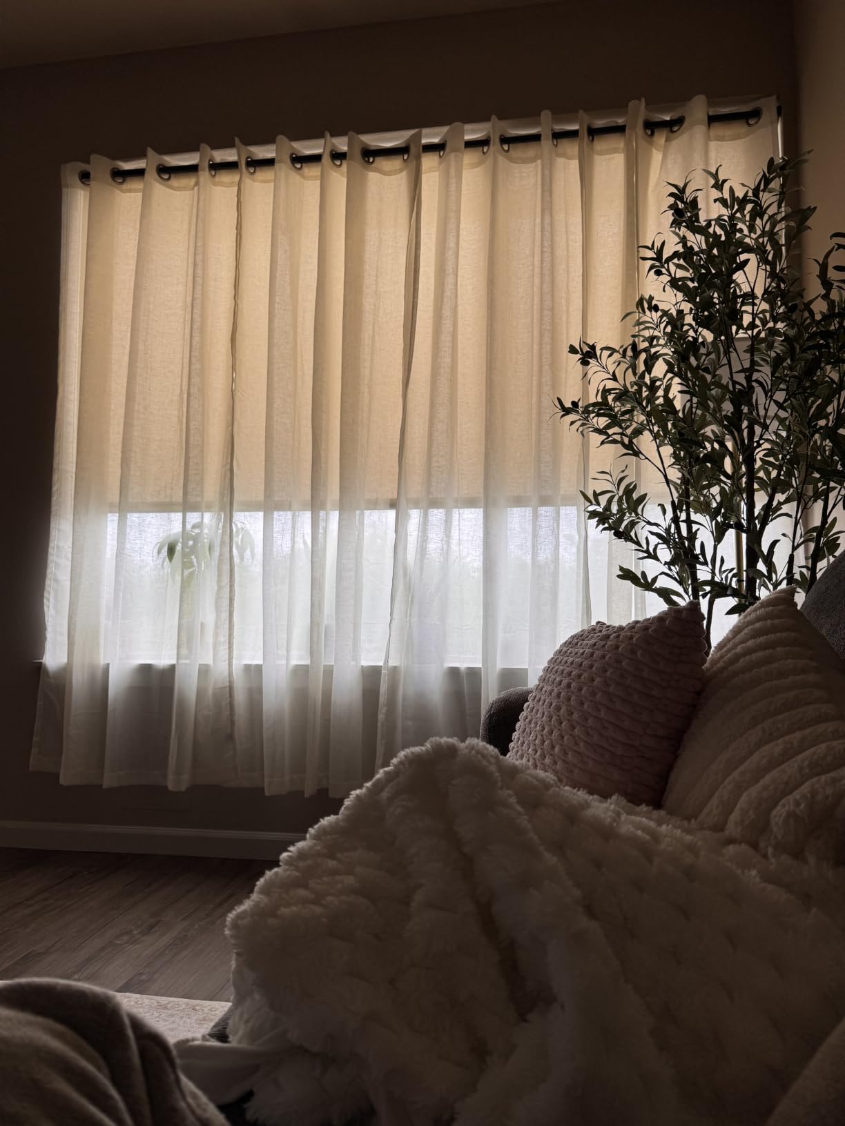 H.VERSAILTEX Linen Curtains Natural Linen Semi-Sheer Curtains 2 Panels Nickel Grommet Privacy Added Premium Soft Rich Material Drapes for Bedroom/Livingroom - 52x84 - Inch - Linen customer photo 1