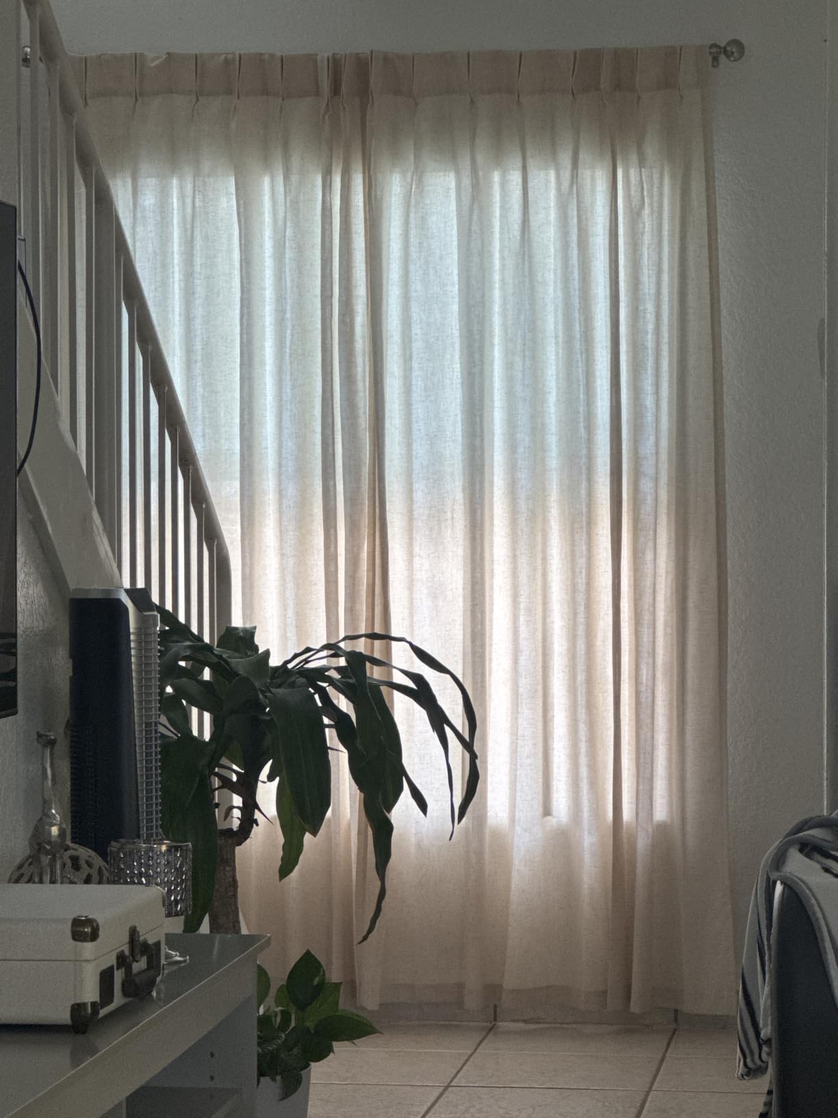 H.VERSAILTEX Linen Curtains Natural Linen Semi-Sheer Curtains 2 Panels Nickel Grommet Privacy Added Premium Soft Rich Material Drapes for Bedroom/Livingroom - 52x84 - Inch - Linen customer photo 2
