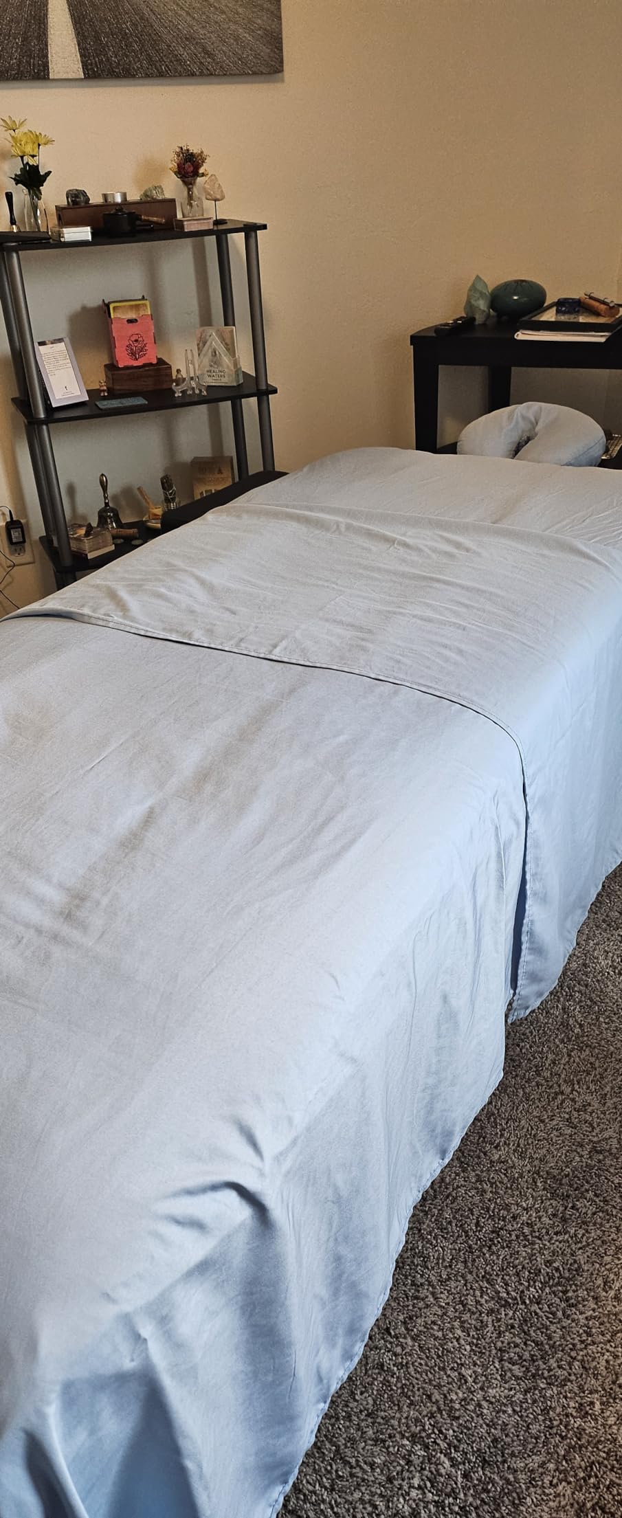 Saloniture Professional Portable Lightweight Bi-Fold Memory Foam Massage Table with Reiki Panels - Includes Headrest, Face Cradle, Armrests and Carrying Case - Black customer photo 2