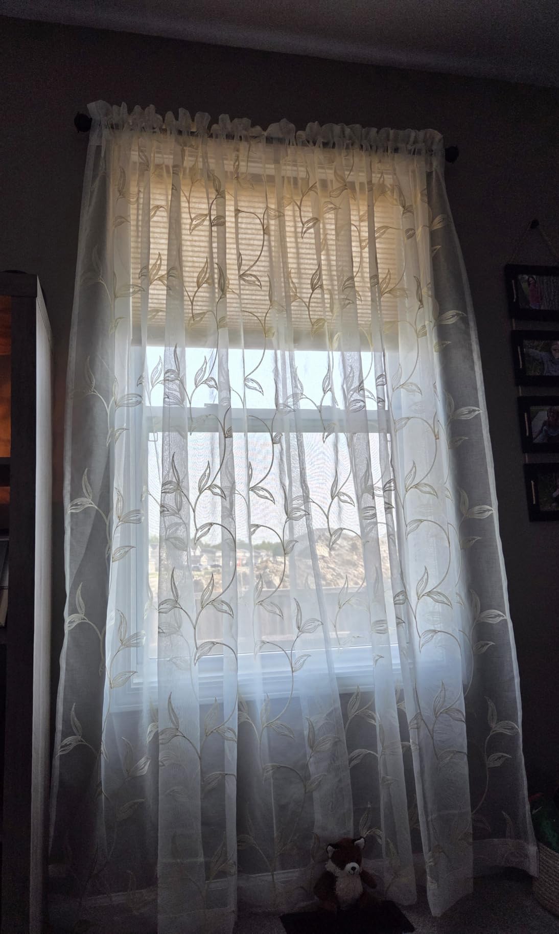 VISIONTEX Sheer Curtains Boho Leaf Floral Embroidered Cream Beige 54Wx84L | Light Filtering Semi Sheer Voile Curtains With Design, Rod Pocket Window Drapes for Bedroom Living Room 2 Panels customer photo 1