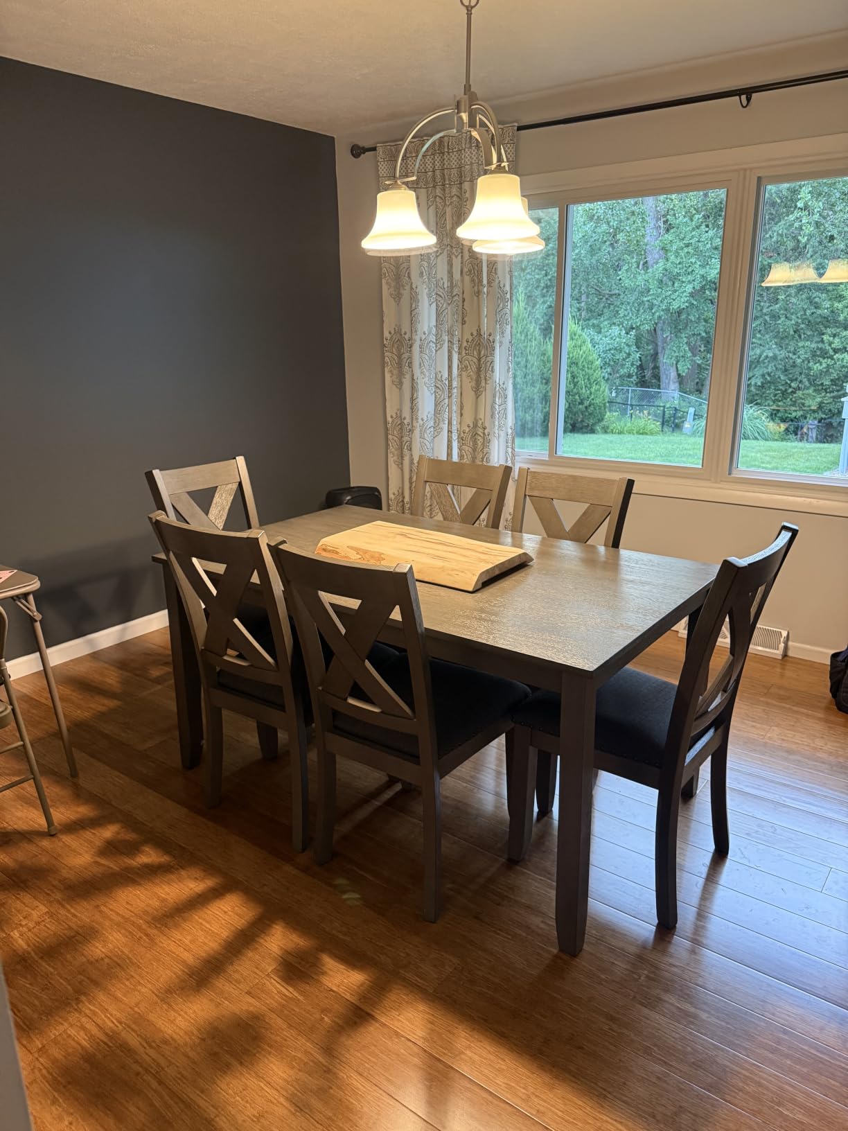 Signature Design by Ashley Caitbrook Rustic 7-Piece Dining Set - Rectangular Table with 6 X-Back Upholstered Chairs, Gray customer photo 1