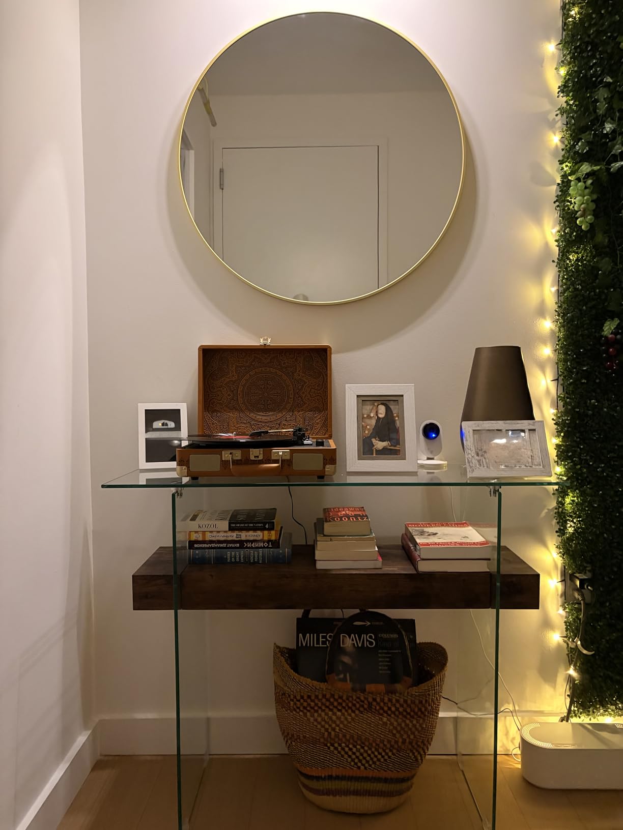 ivinta Glass Console Table with Storage, 39.4