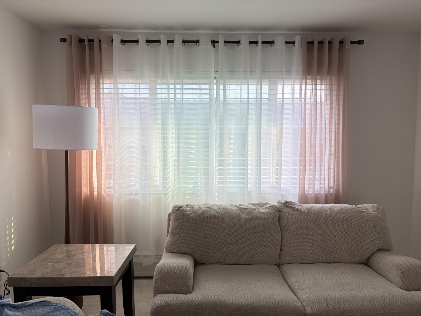 NICETOWN Semi Sheer Linen Curtains Flax Textured for Living Room, Grommet Vertical Drapes Natural Privacy Sheer Panels with Light Filter for Villa/Cottage, W52 x L84, Ivory, 1 Pair customer photo 2