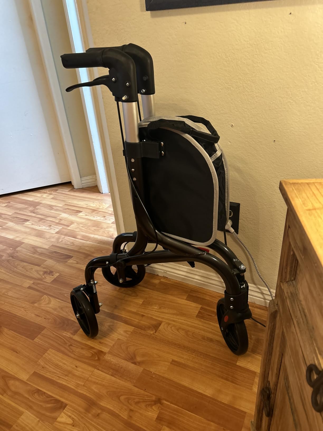 PLANETWALK Premium 3 Wheel Rollator Walker for Seniors - Ultra Lightweight Foldable Aluminum Mobility Aid with Height Adjustable Handle and 8 Inch Wheels, Brilliant Red customer photo 2