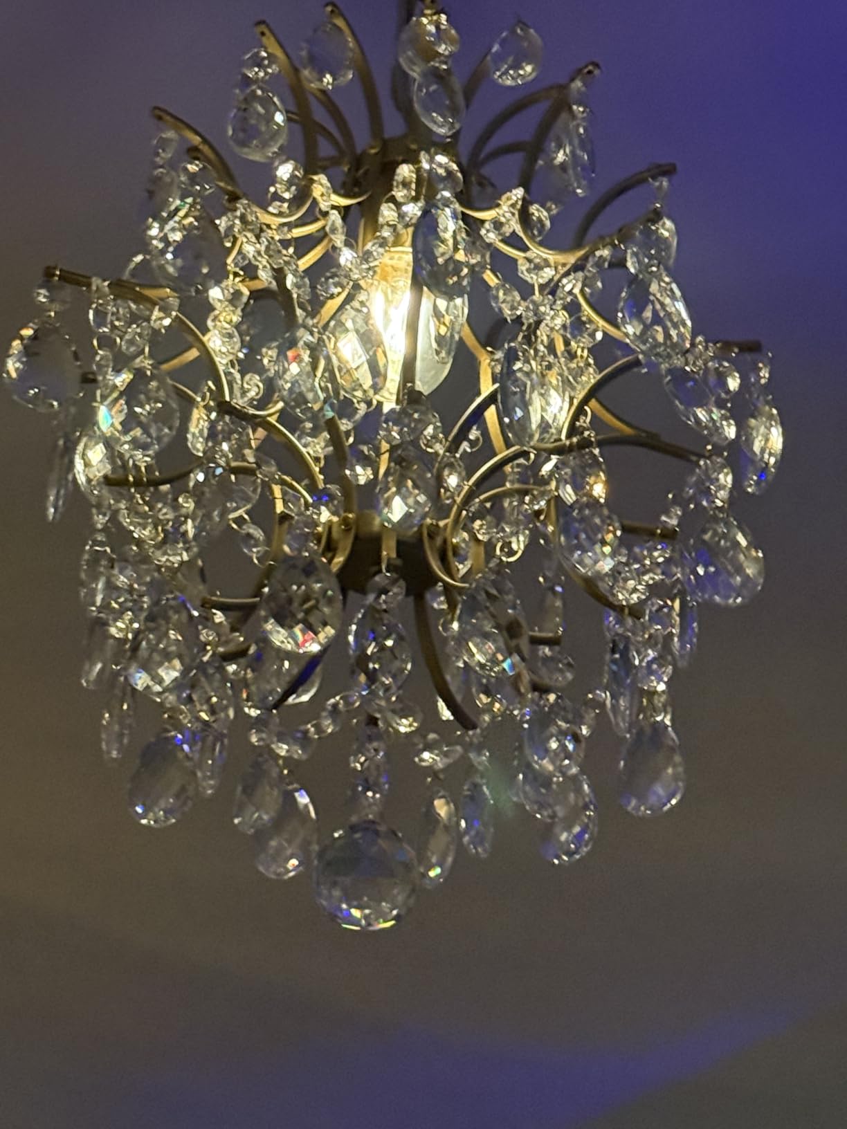 Bestier Gold Modern Pendant Chandelier Crystal Raindrop Lighting Ceiling Light Fixture Lamp for Dining Room Bathroom Bedroom Livingroom Entryway 1 E26 Bulbs Required D13 in x H16 in customer photo 2