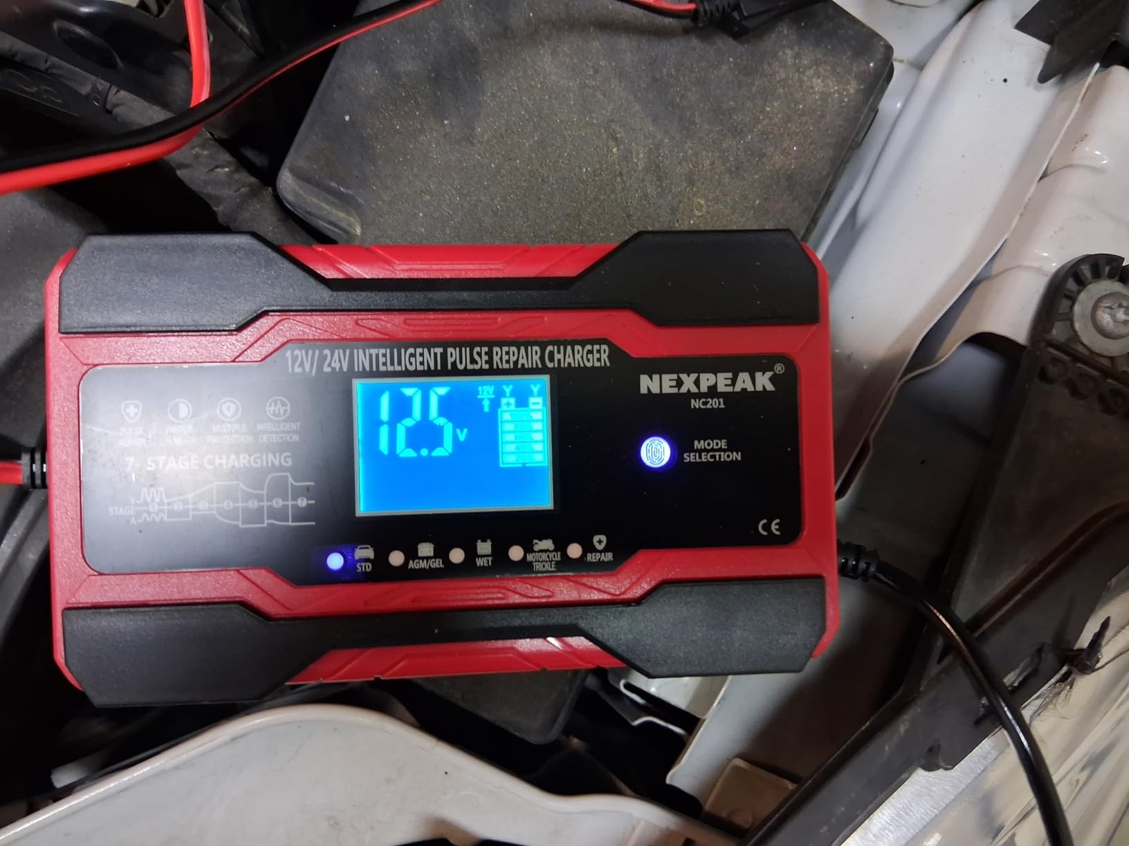 NEXPEAK NC201 10-Amp Battery Charger, Smart Trickle Charger 12V 24V Car Battery Charger Fully Automatic Maintainer Desulfator w/Temp Compensation for Car Truck Lawn Mower Boat Marine Batteries customer photo 2