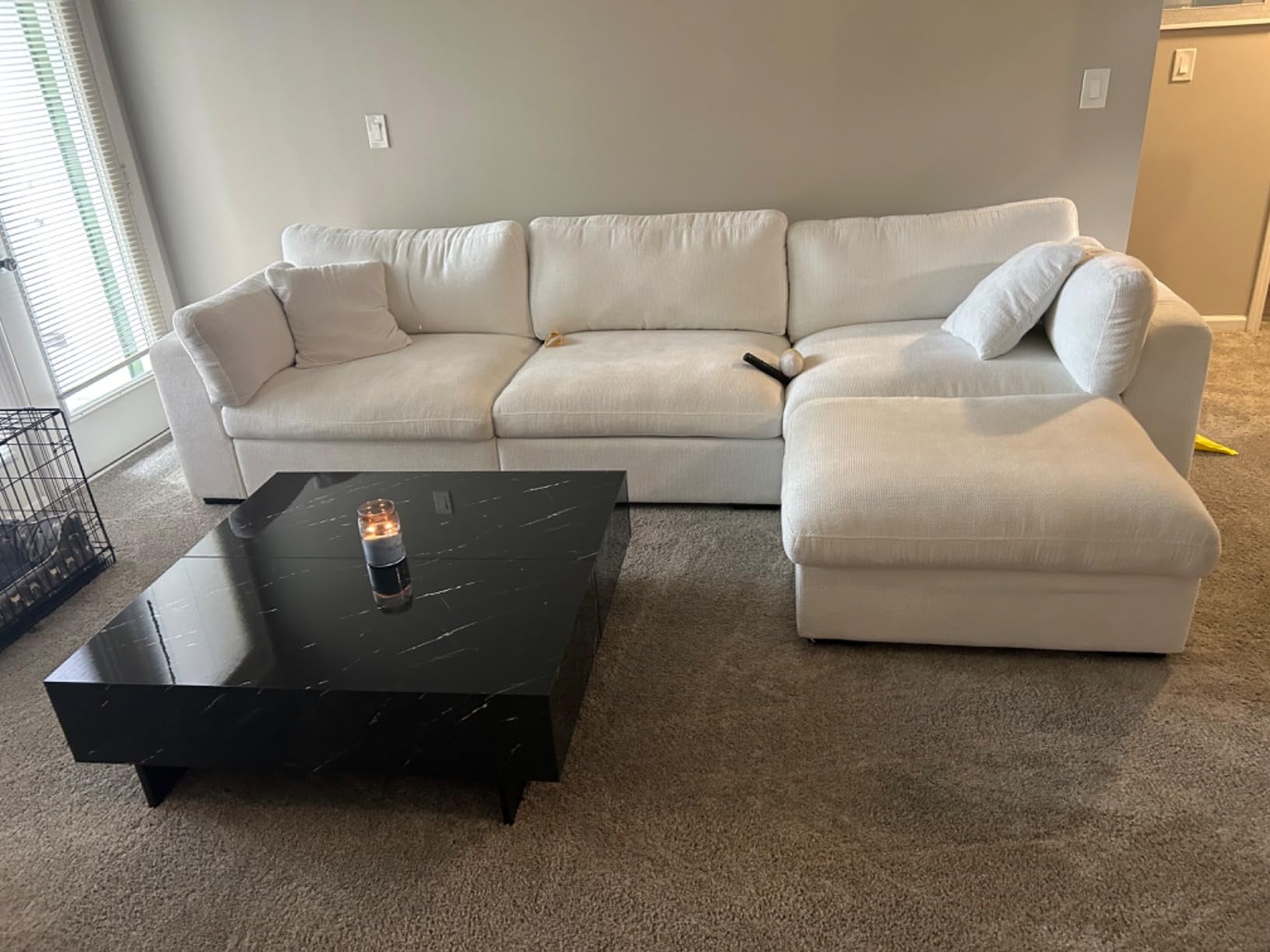 Marble Rectangle Coffee Tables for Living Room, Black Modern Side Table | Contemporary, High Gloss, Elegant Center Table, for Waiting Area, Home Office, Apartment, 41.3