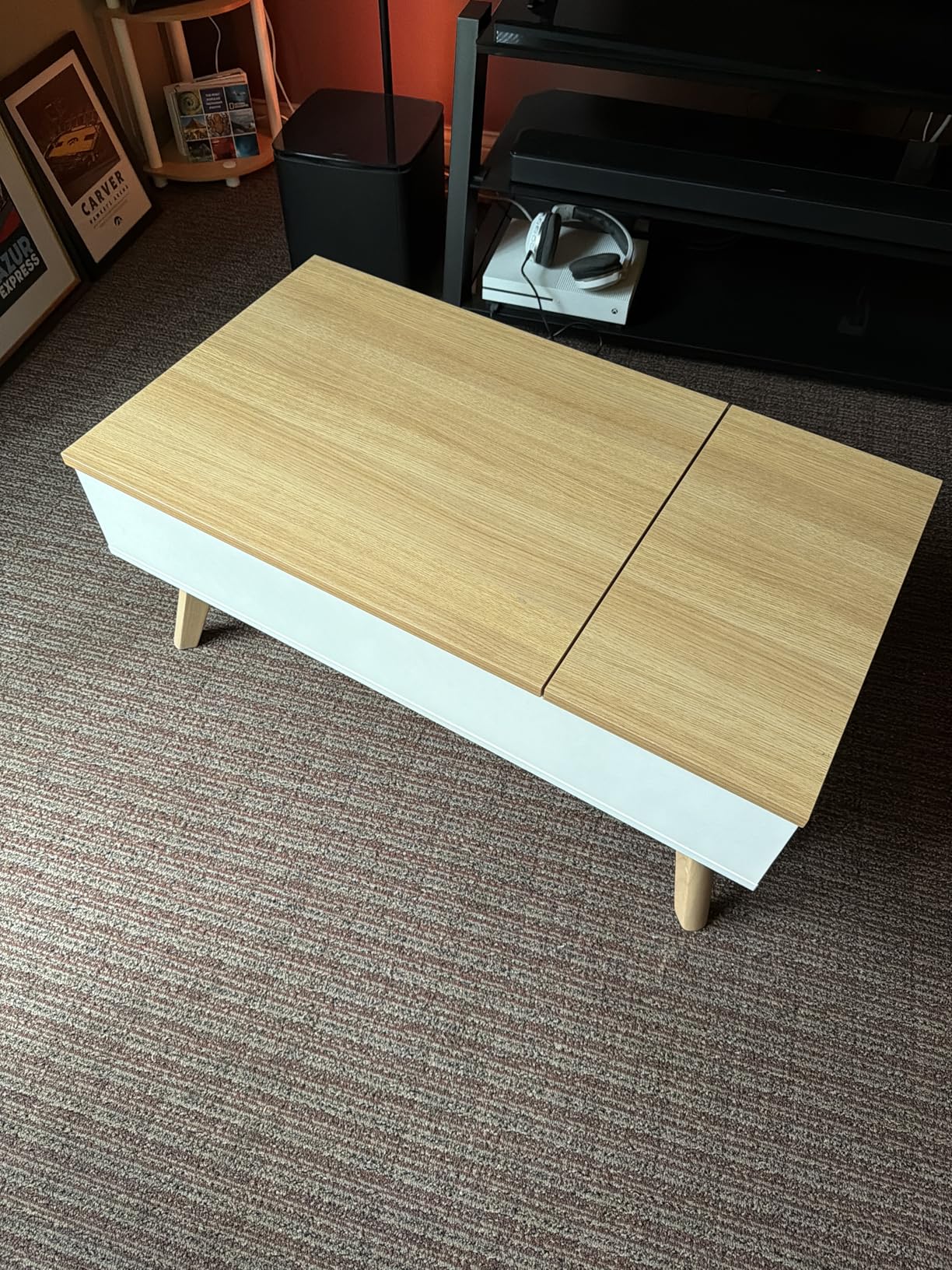 Lift Top Coffee Table, Easy-to-Assembly Center Table with Hidden Storage Compartment, Industrial customer photo 1