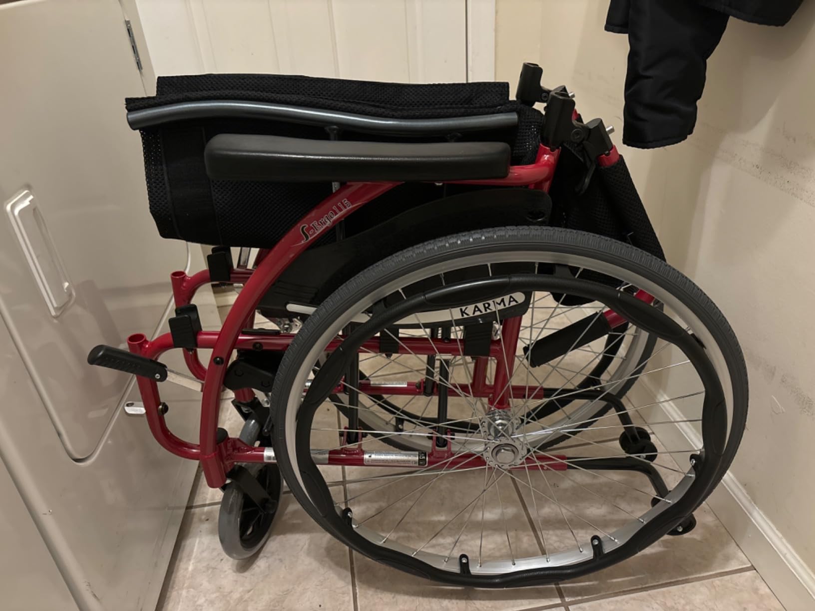 Karman S-115 25 lbs Ultra Light Ergonomic Wheelchair with Removable Footrest Red Color customer photo 2