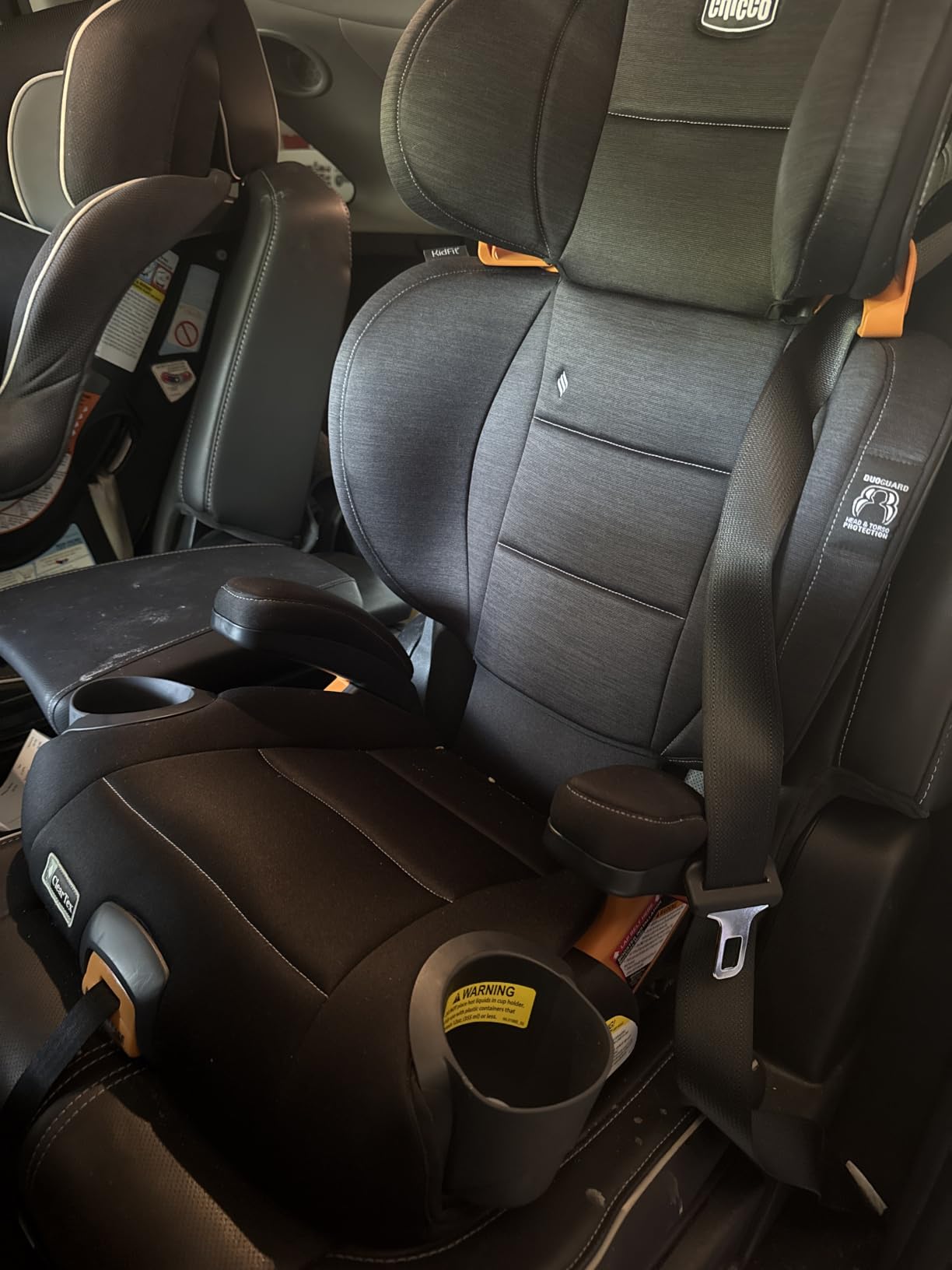Chicco KidFit ClearTex Plus 2-in-1 Belt-Positioning Booster Car Seat, Backless and High Back Booster Seat, for Children Aged 4 Years and up and 40-100 lbs., Drift/Grey customer photo 1