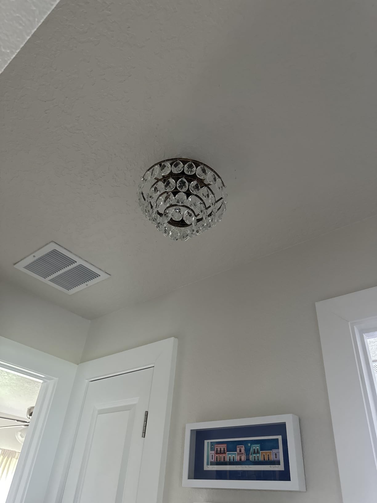 YYJLX Modern E26 Small Crystal Chandelier Semi Flush Mount Ceiling Light Fixture Silver Ceiling Lamp for Hallway Bedroom Bathroom Closet Foyer customer photo 2