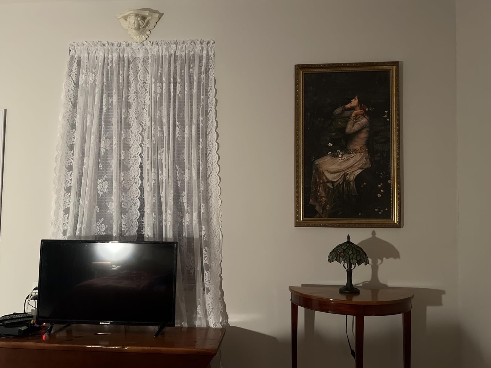 Kotile Ivory Lace Curtains for Bedroom Rustic Floral 52 x 84 Inch, 2 Panels | Rod Pocket, Intricate Knitted Detail, Softened Glare, Soft Country Elegance, Classic Full-Length Look, Privacy customer photo 1