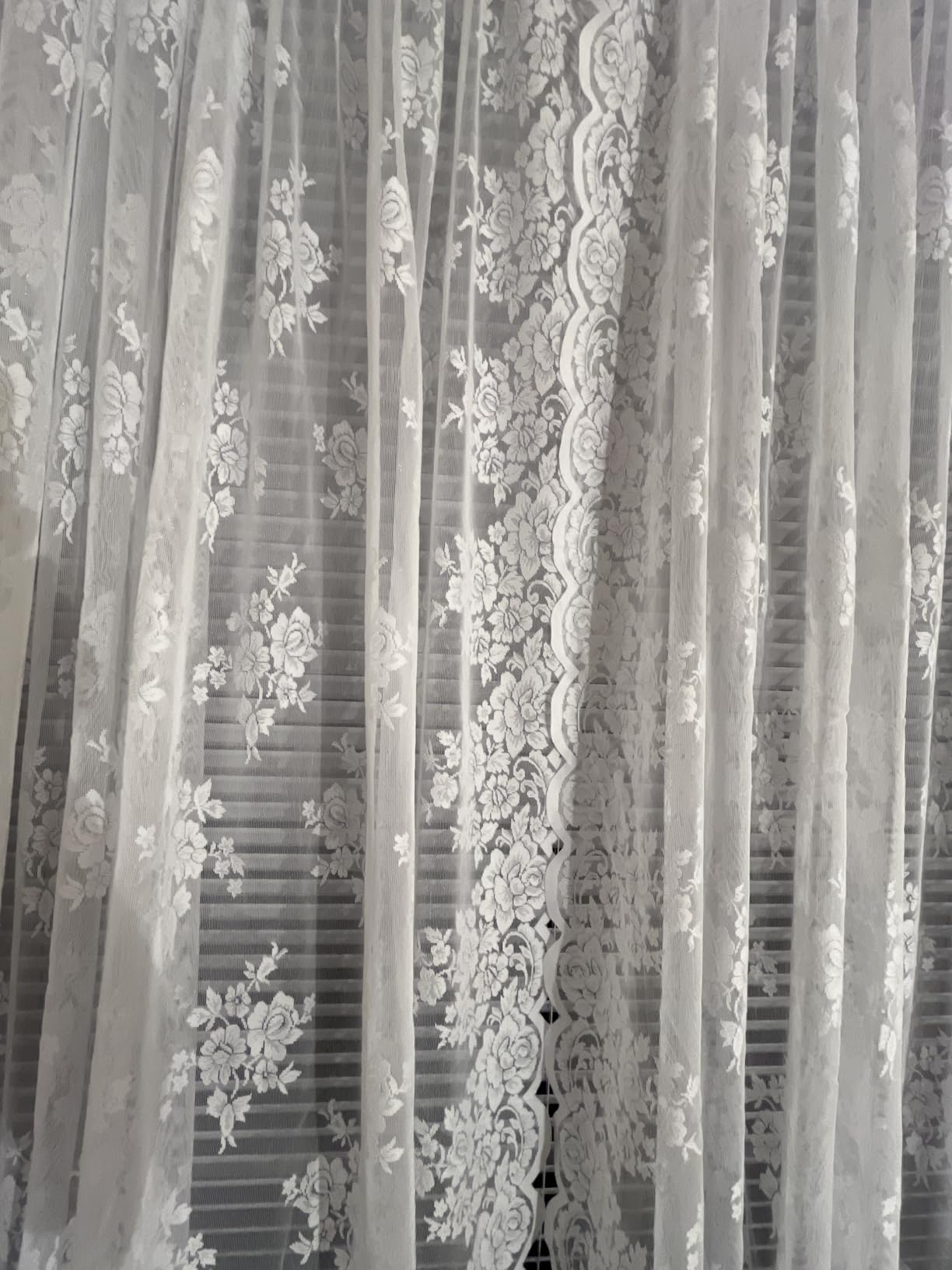 Kotile Ivory Lace Curtains for Bedroom Rustic Floral 52 x 84 Inch, 2 Panels | Rod Pocket, Intricate Knitted Detail, Softened Glare, Soft Country Elegance, Classic Full-Length Look, Privacy customer photo 2