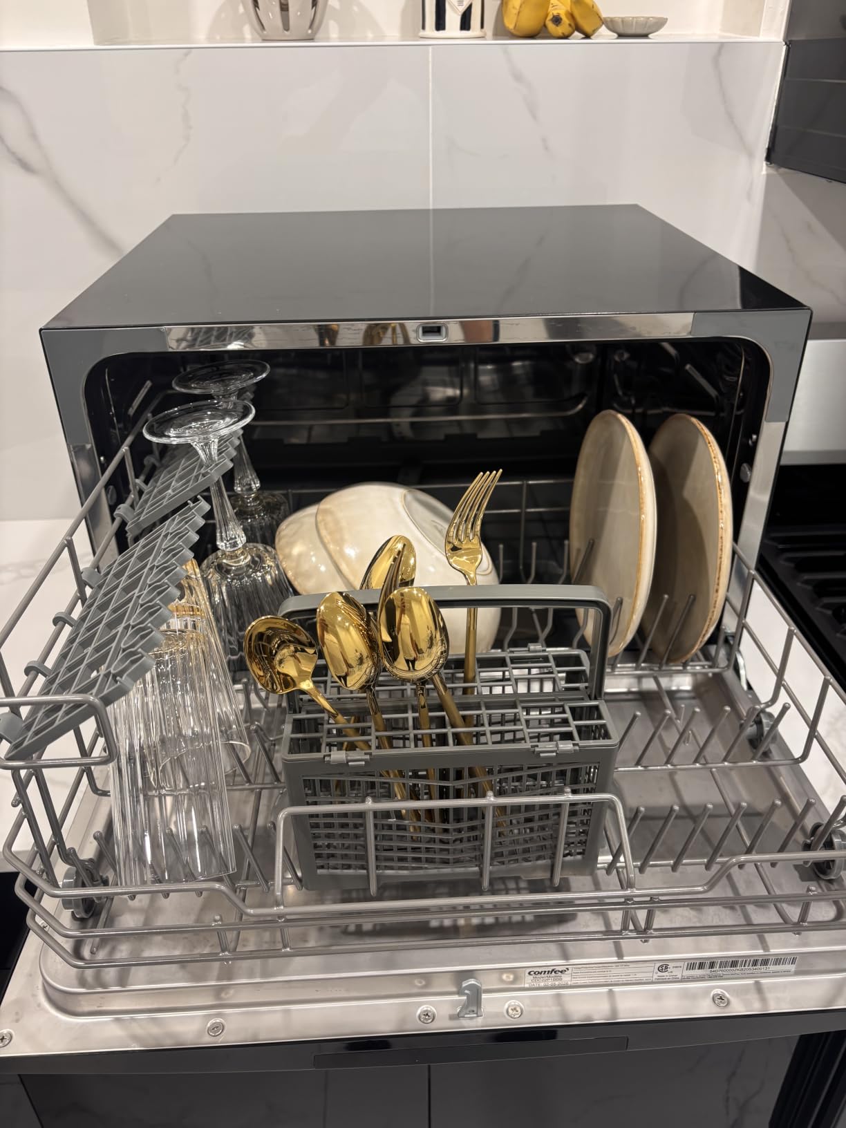 COMFEE' Countertop Dishwasher, Energy Star Portable Dishwasher, 6 Place Settings & 8 Washing Programs, Speed, Baby-Care, ECO& Glass, Dish Washer for Dorm, RV& Apartment, Black customer photo 2